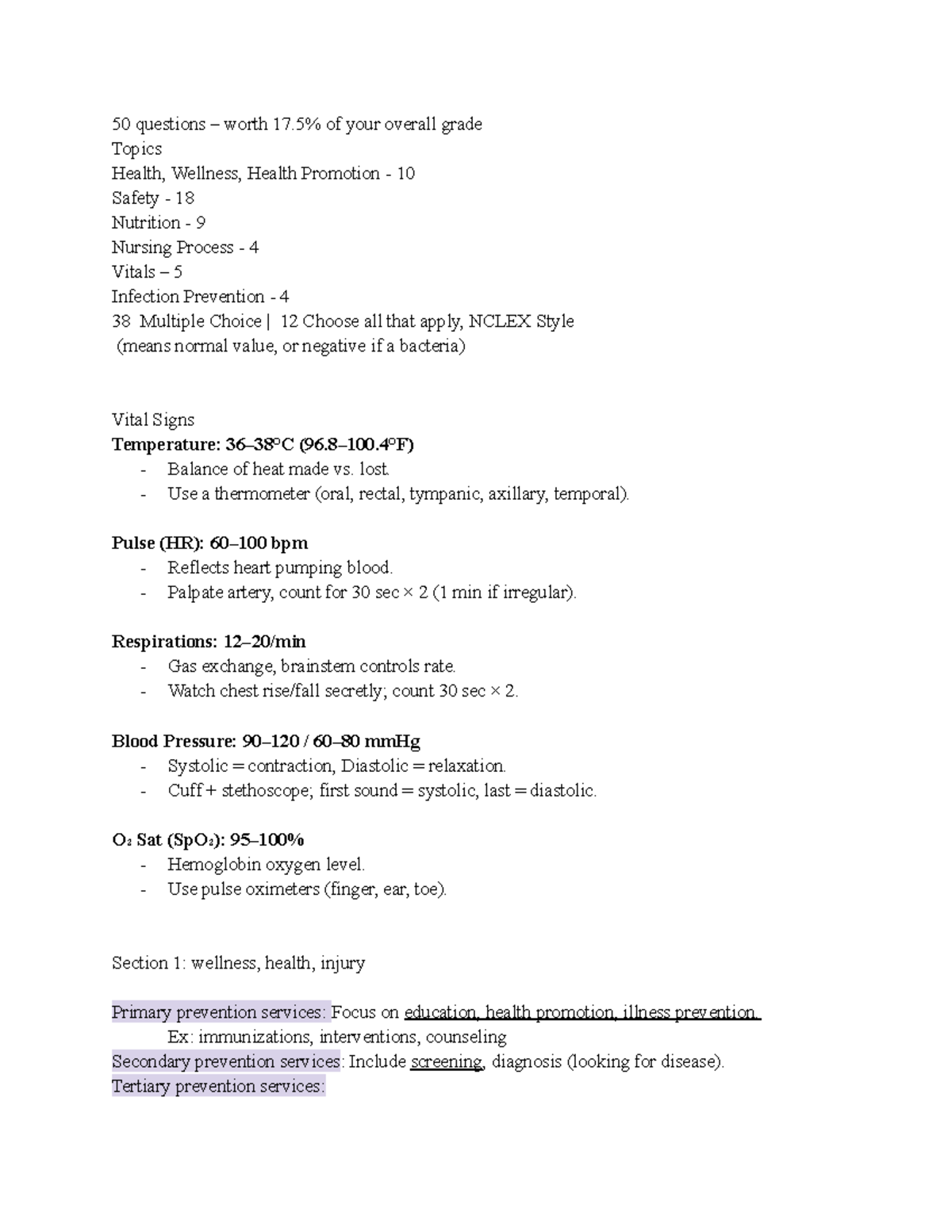 NURT 306 Exam 1 Study Guide: Health, Safety, and Nutrition Essentials ...