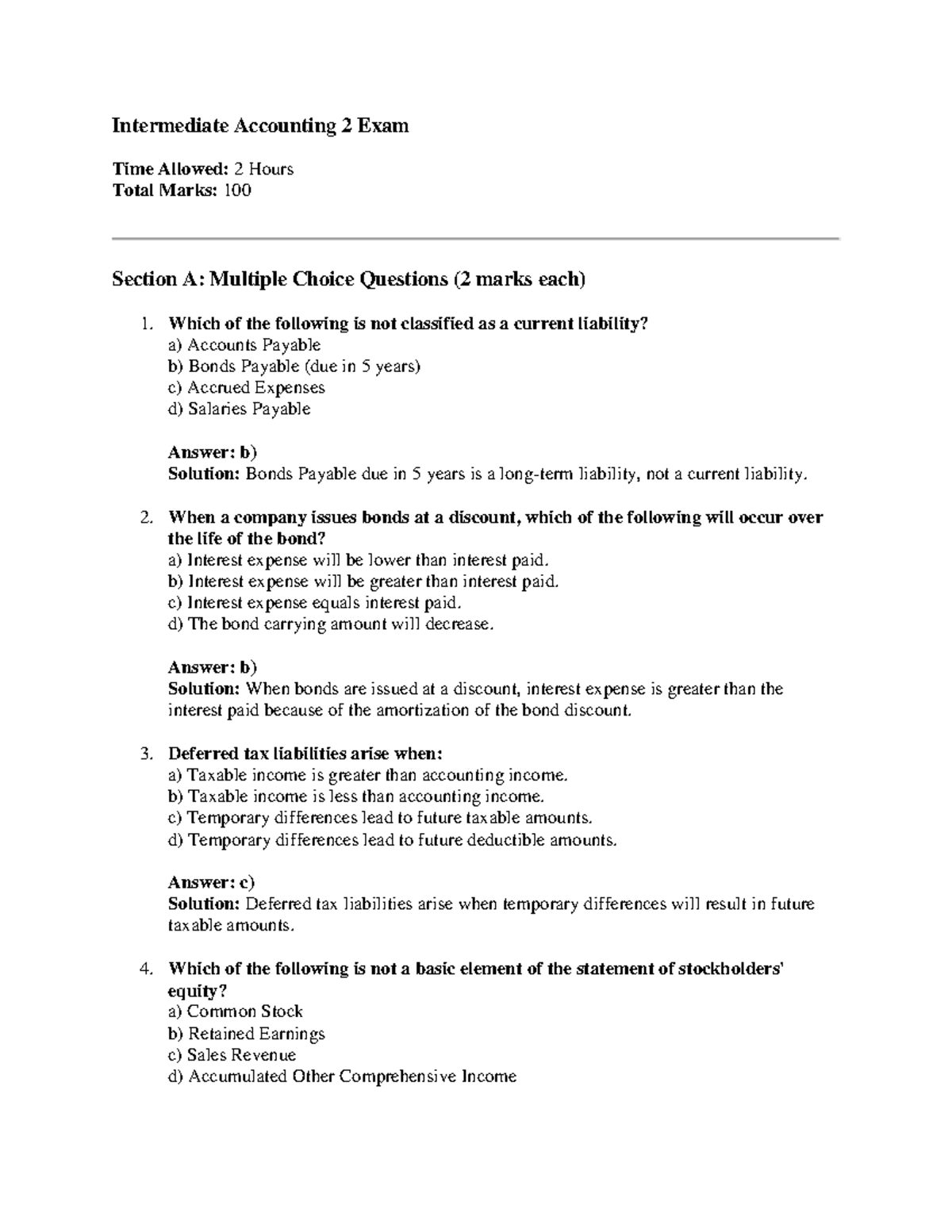 Intermediate Accounting 2 Final Exam Review Notes - Studocu