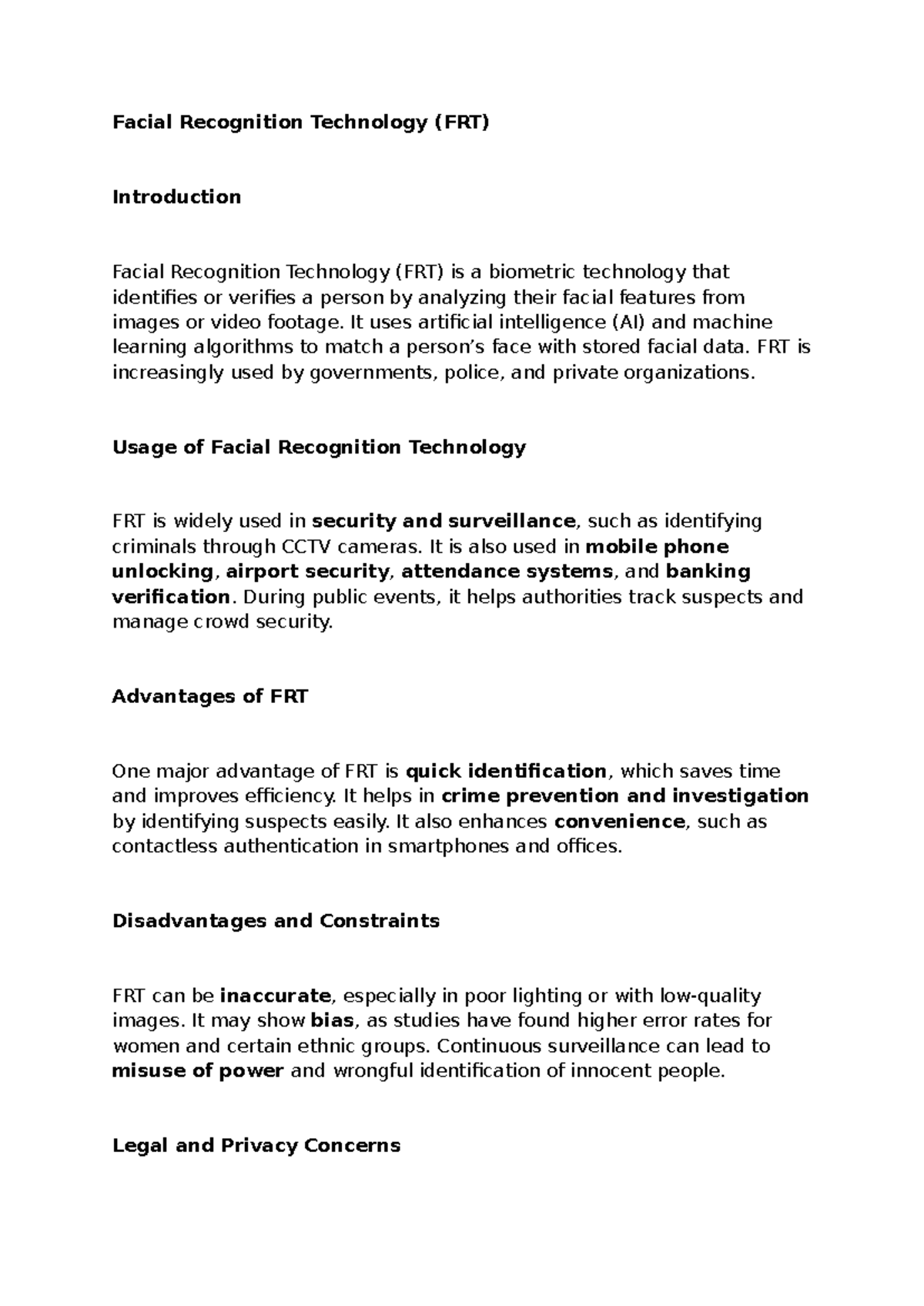 FRT Overview: Applications, Benefits, and Challenges - Studocu
