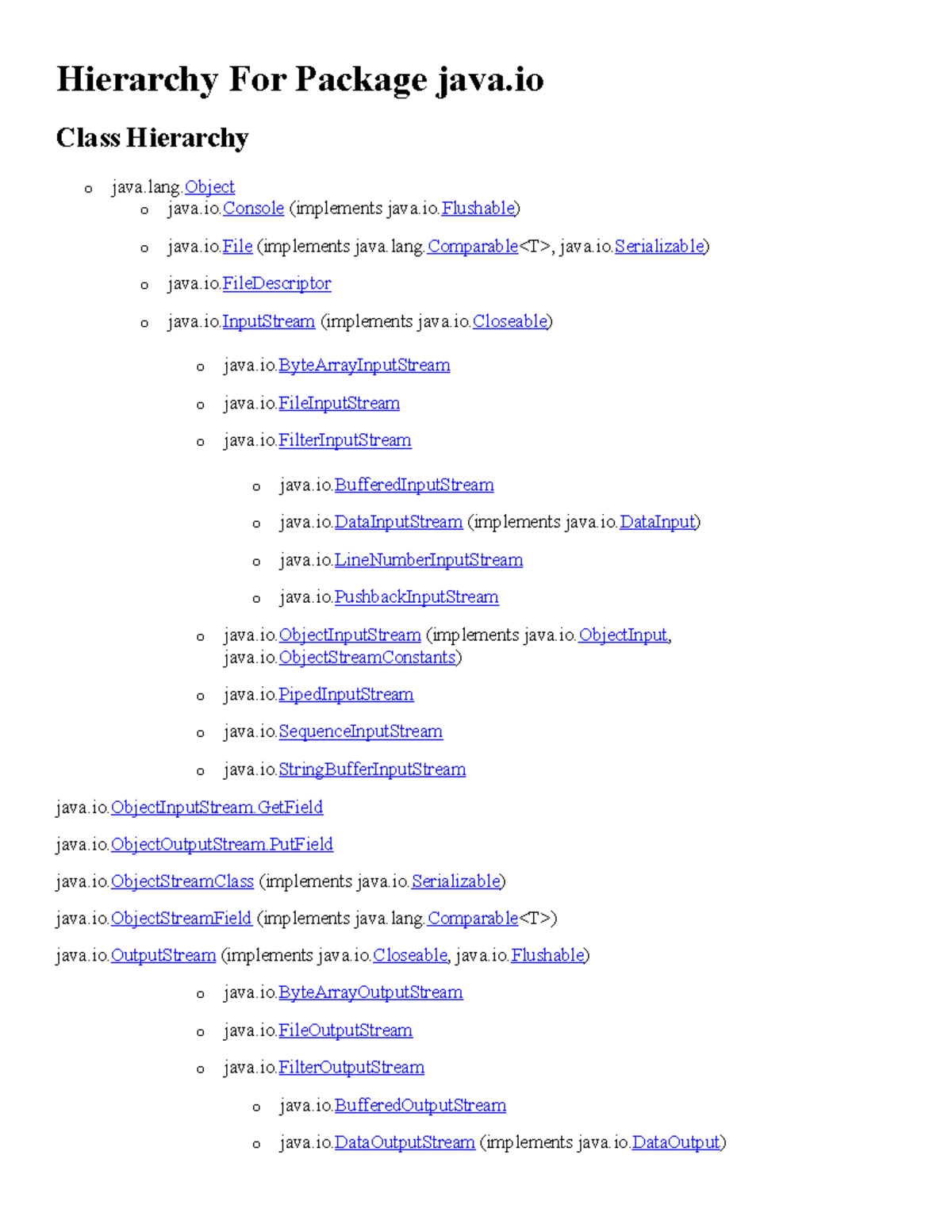 Java IO Class Hierarchy Overview - AAA - Studocu