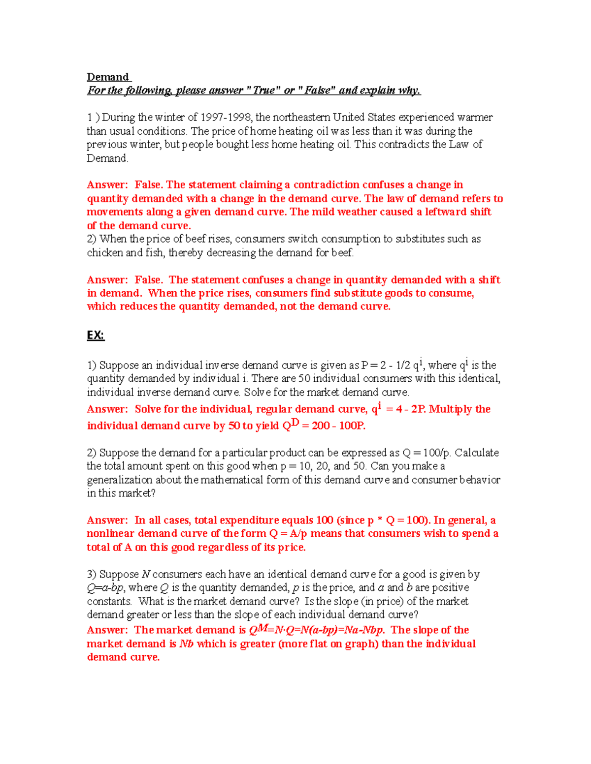 Demand Analysis and Solutions for Microeconomics Ch.2 - Studocu