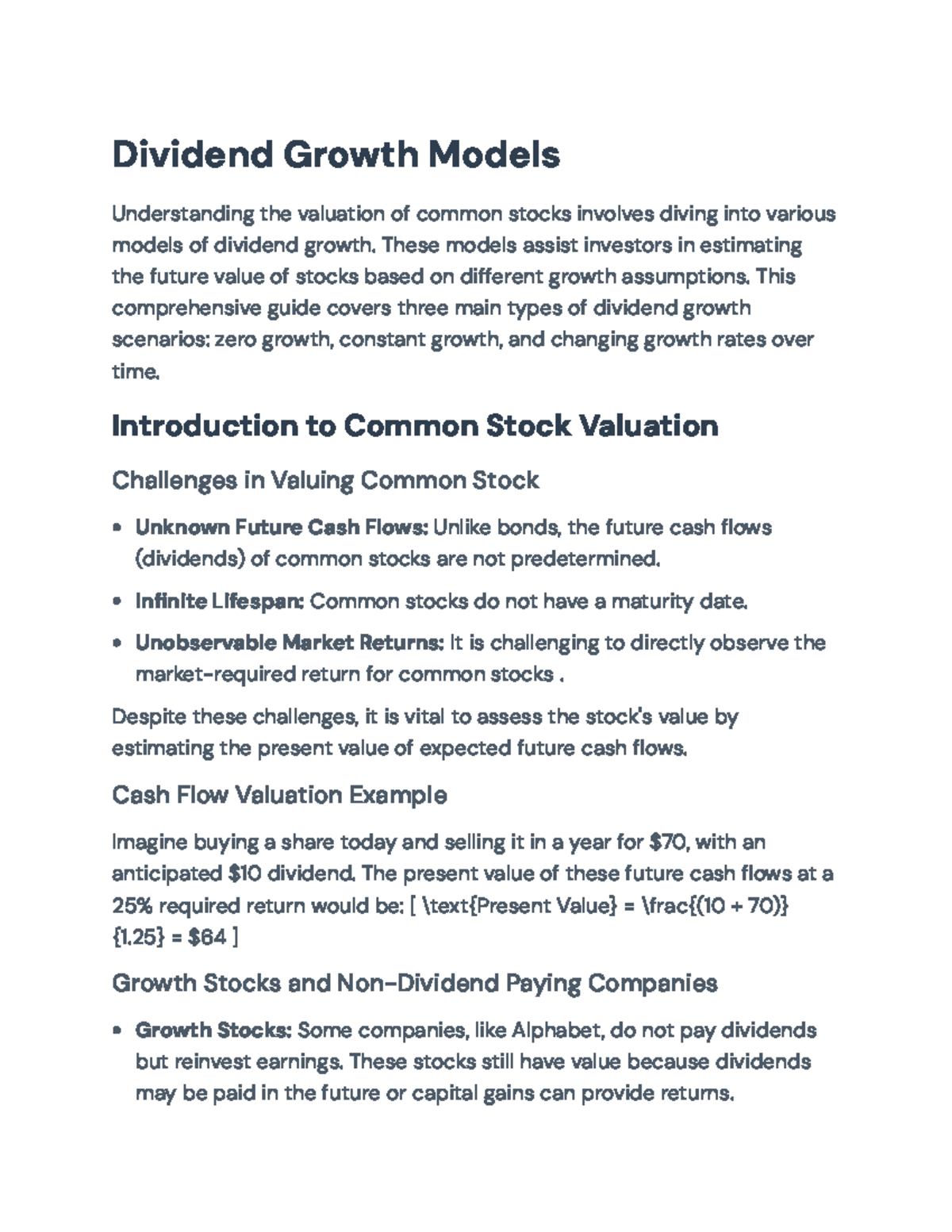 Dividend Growth Models: Understanding Common Stock Valuation Techniques ...