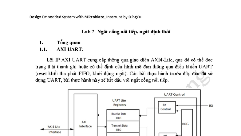 Design Embedded System with Microblaze: Lab 7 - UART & Timer Interrupts ...