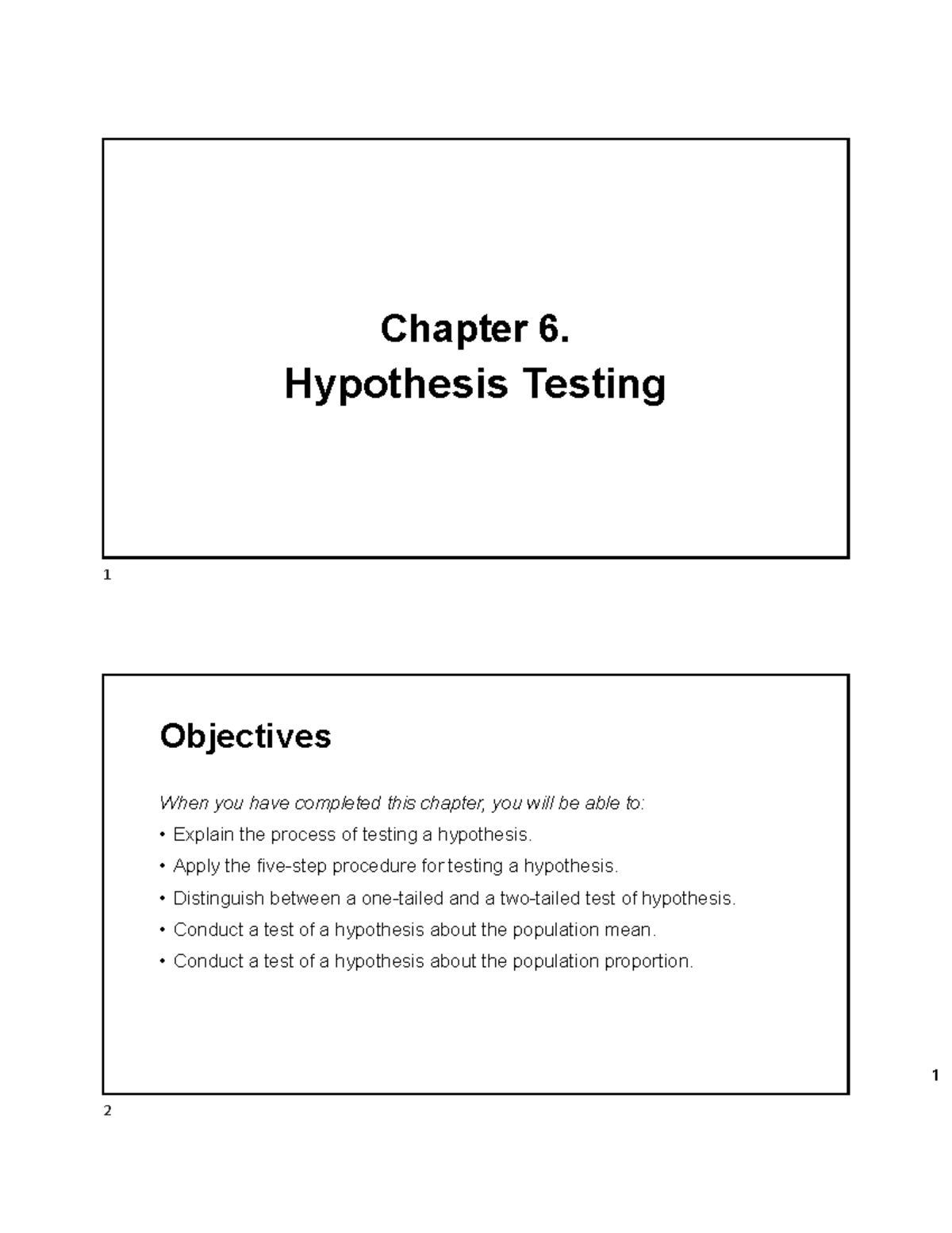 Chapter 6: Hypothesis Testing - Key Concepts and Procedures - Studocu