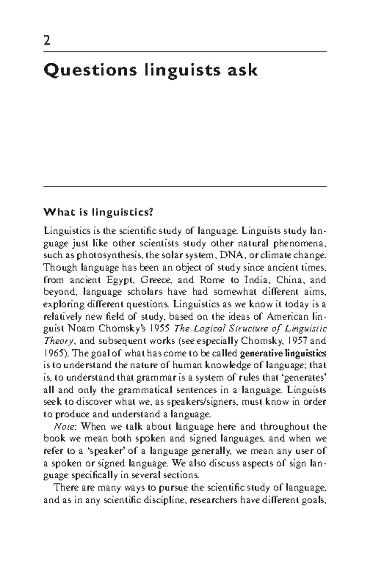 Week 01 - Linguistics Introduction: Key Questions Explored - Studocu