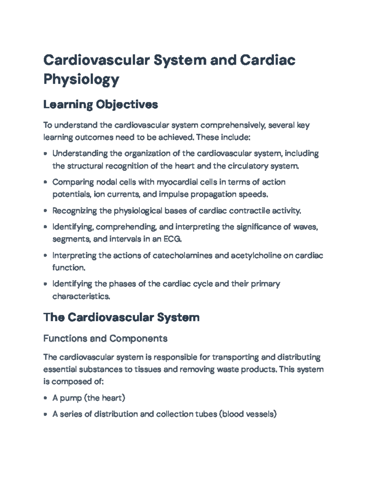 Cardiovascular System and Cardiac Physiology: Key Concepts Overview ...