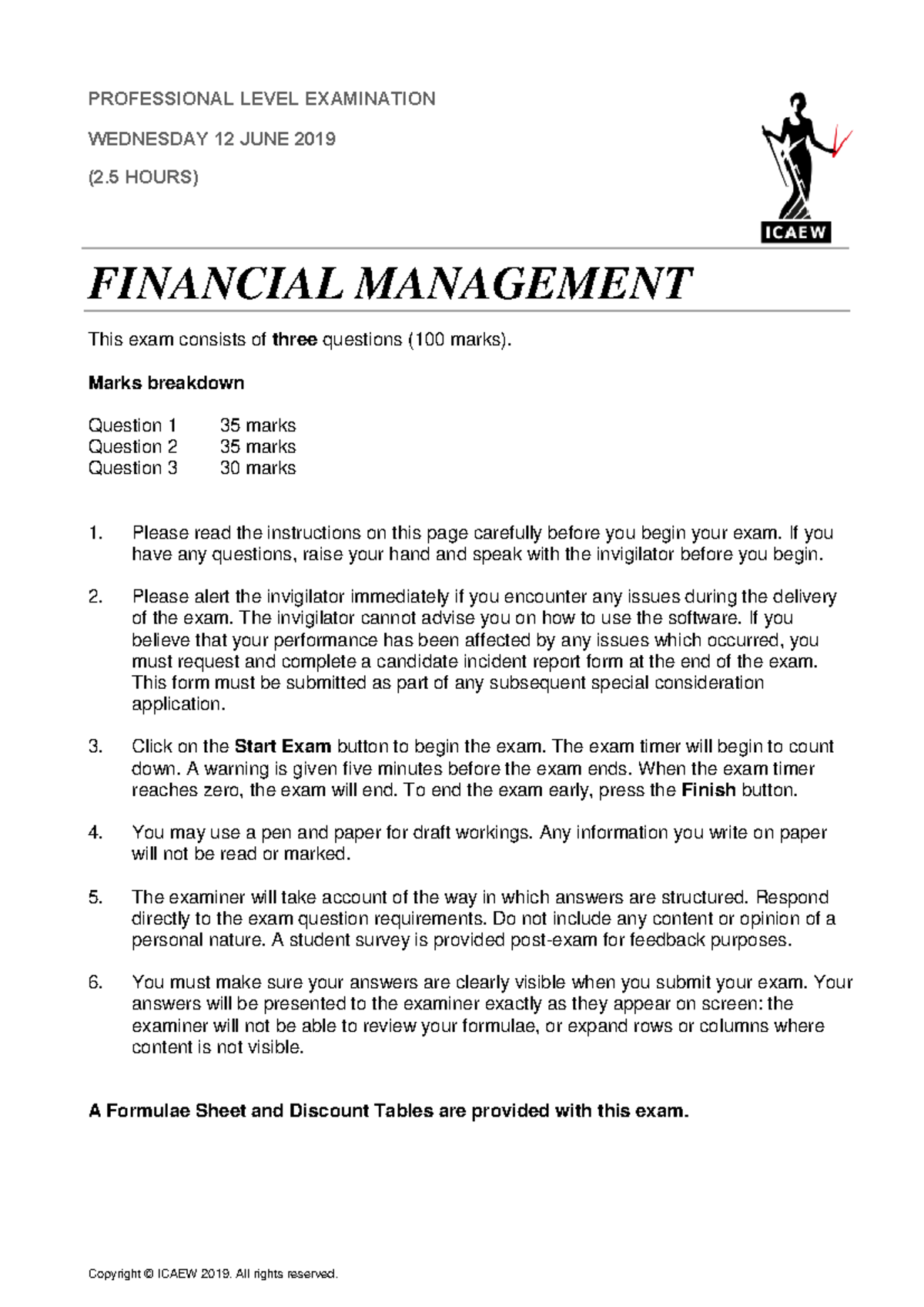 560024806 PL Financial Management Final Exam June 2019 - Studocu
