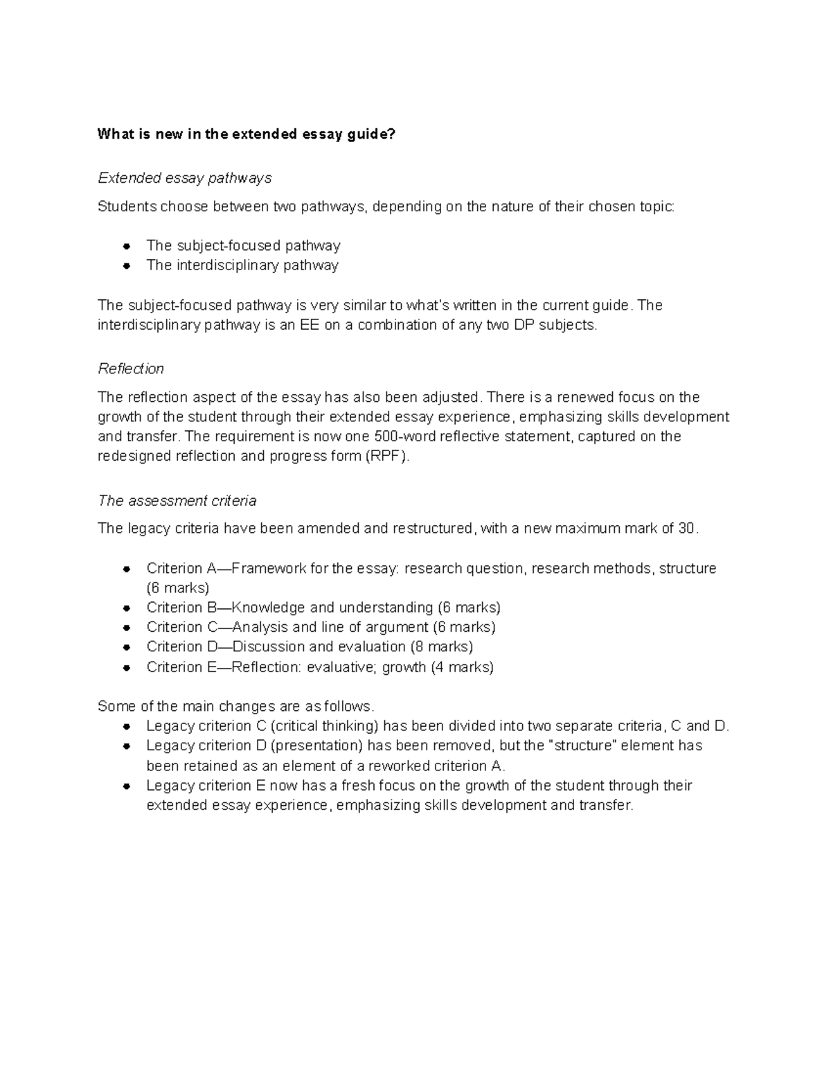 What’s New in the Extended Essay Guide? Key Updates Explained - Studocu