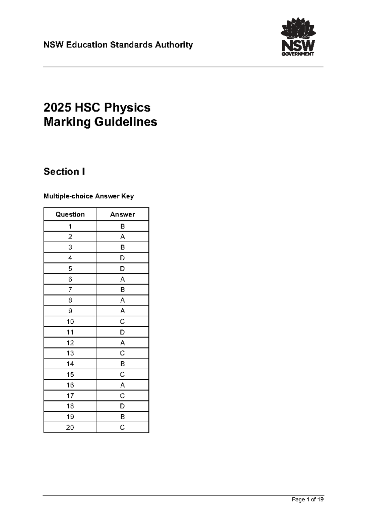 2025 HSC Physics Marking Guidelines and Answer Key - Studocu