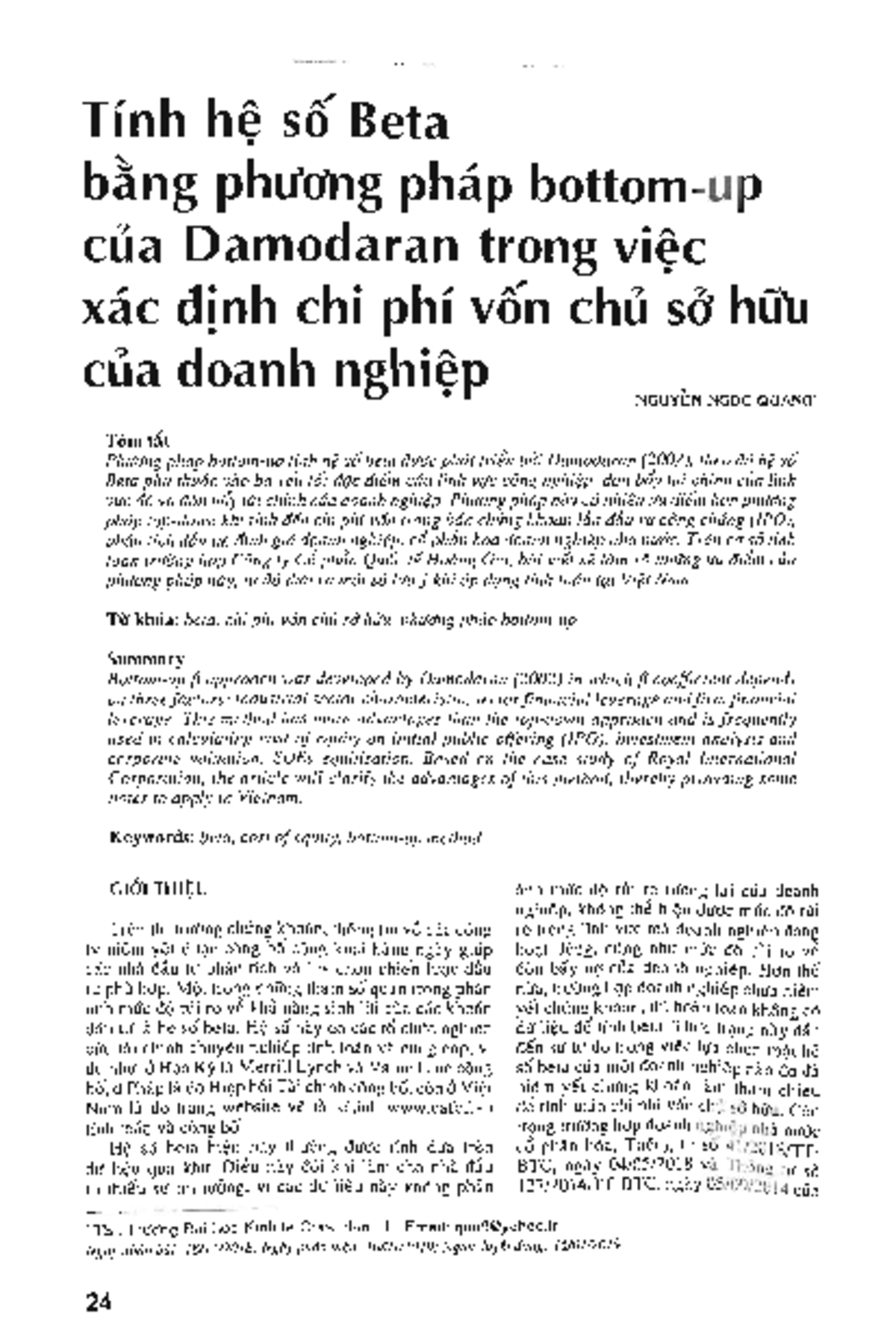 Tính toán hệ số Beta theo phương pháp Bottom-up (Kinh tế học) - Studocu