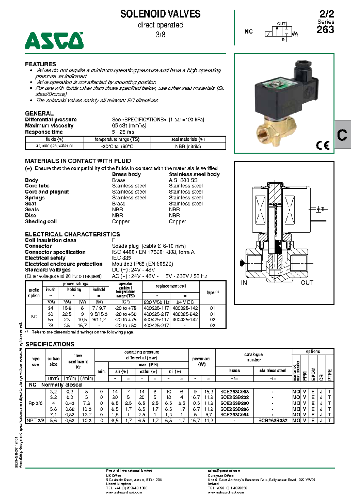 Series 263 - ASCO Direct Operated Solenoid Valves Overview - Studocu