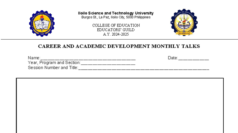 Monthly Talks Notes Template - Science, Technology, Engineering and ...