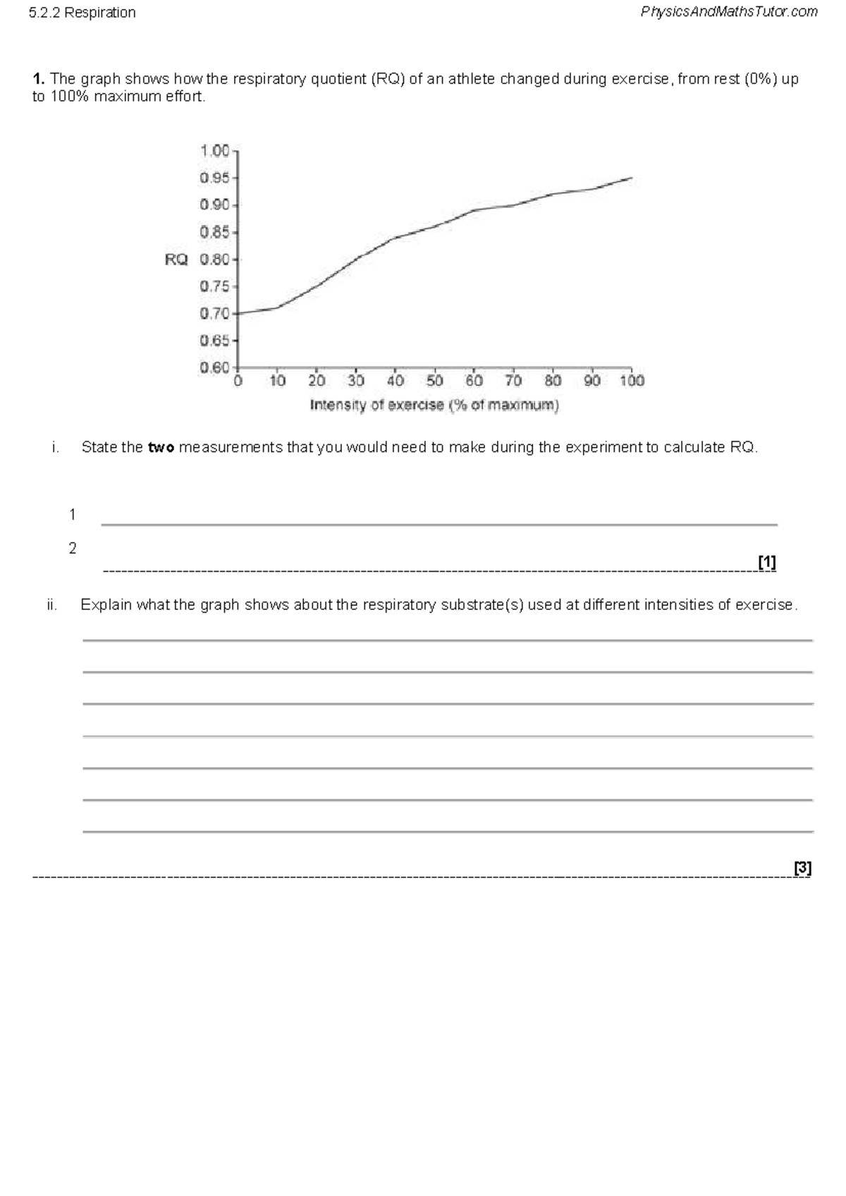 5.2.2 Respiration Question Paper - PhysicsAndMathsTutor.com - Studocu