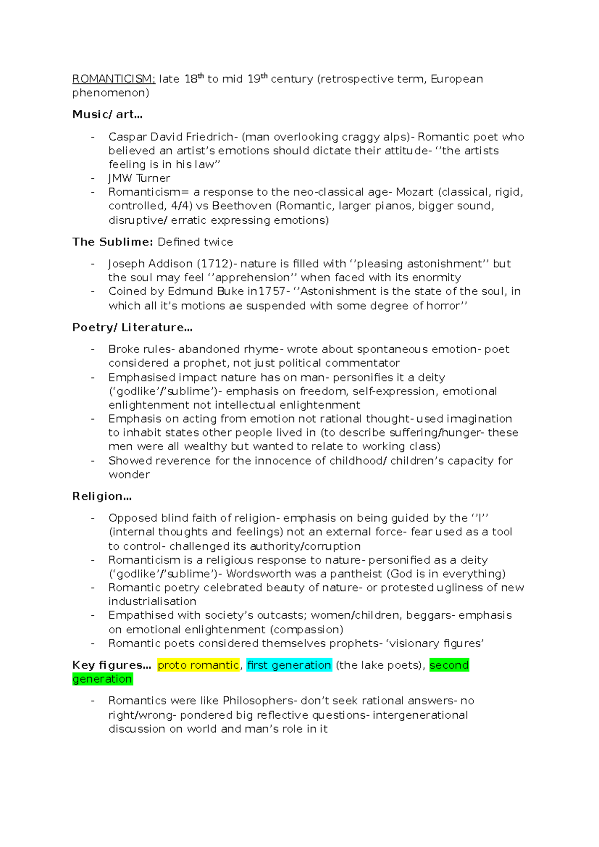Notes on romanticism, Ao E, french revolution, Blake - ROMANTICISM ...
