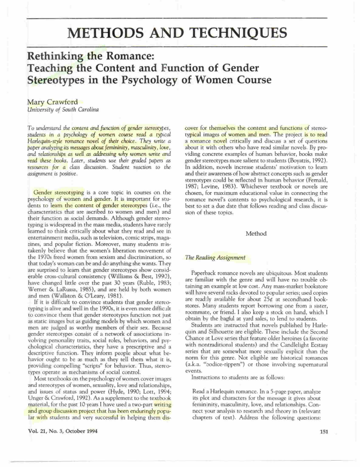 Rethinking Gender Stereotypes: Content and Function in Psychology ...