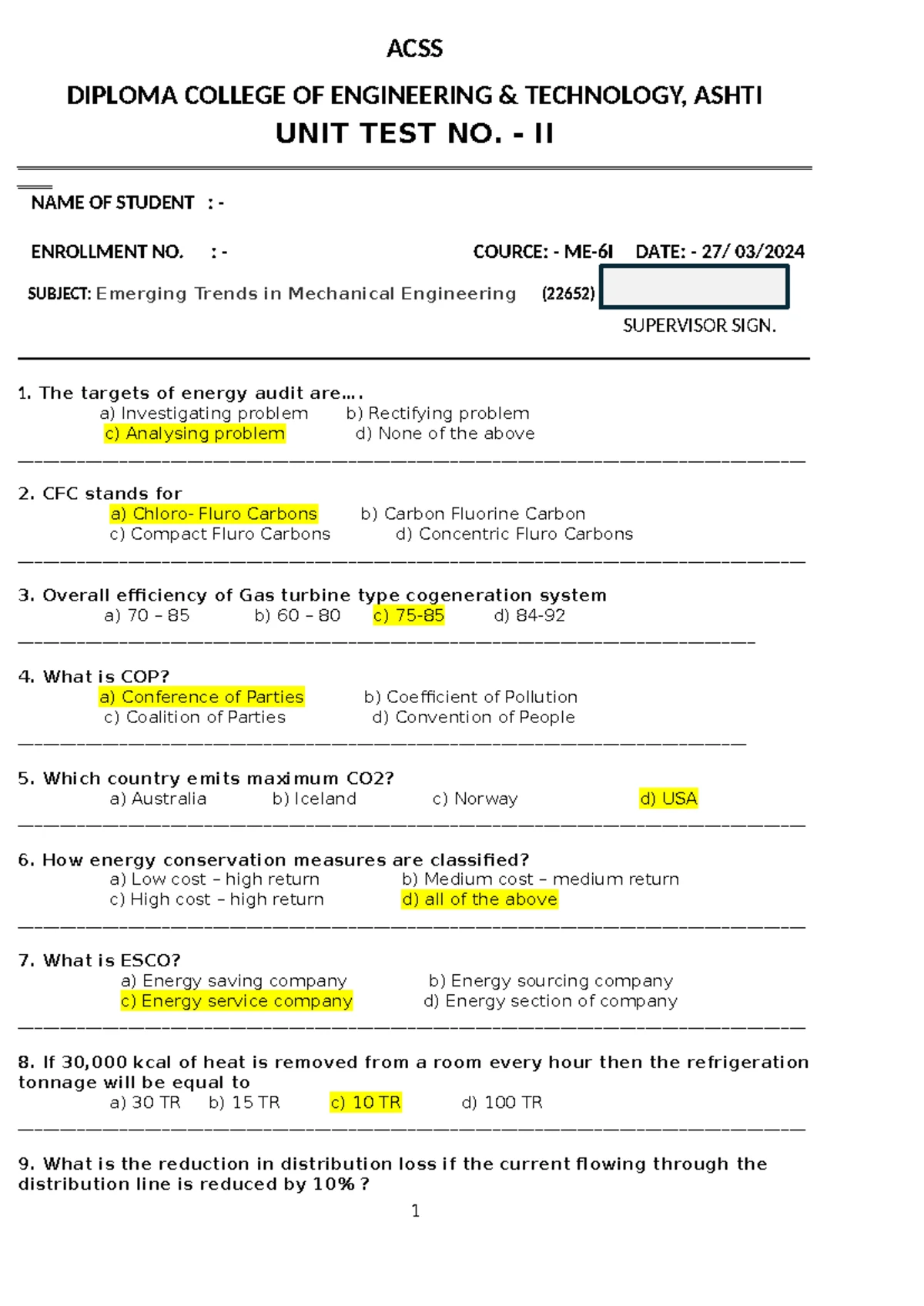 RET TEST 2 - MSBTE UNIT TEST SAMPLE PAPER - ACSS DIPLOMA COLLEGE OF ...