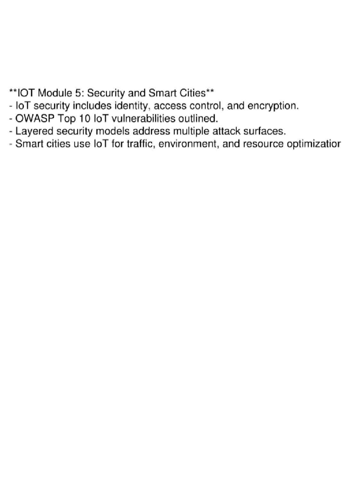 Iot 5 - Important topics - Internet of Things - Module 5: Security and ...