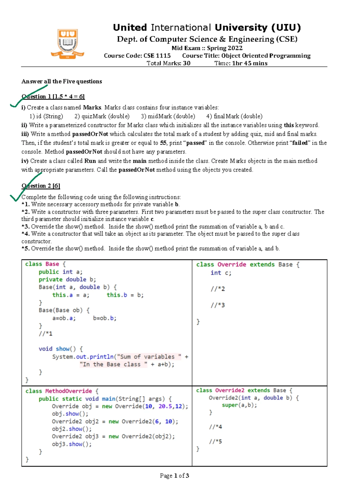 Object Oriented Programming (OOP) - Midterm Study Guide 2023 - Studocu