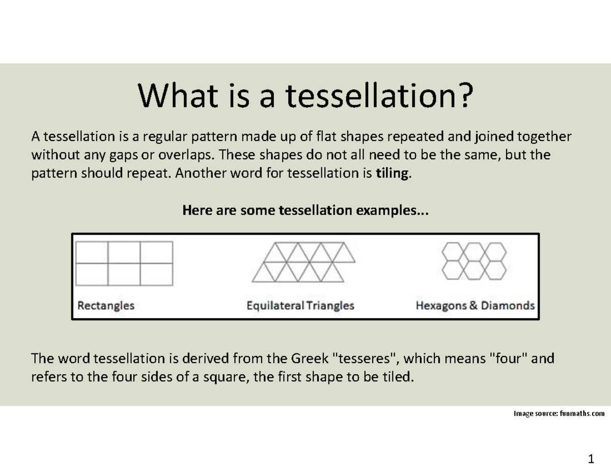 Tessellation Directions: Creating Translation & Rotation Patterns - Studocu