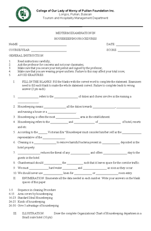 COLM LAHT EXAM - Sample - College of Our Lady of Mercy of Pulilan ...