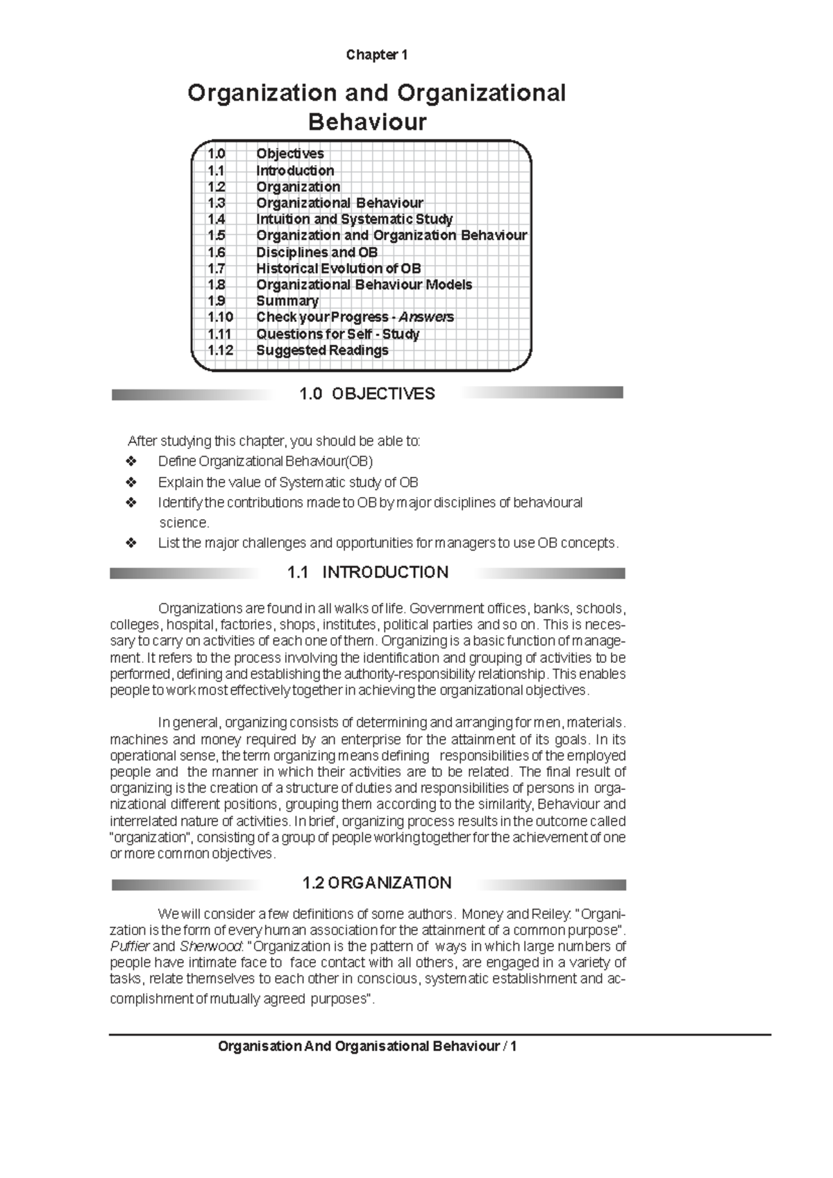 Chapter 1: Organization and Organizational Behaviour (OB) - Key ...