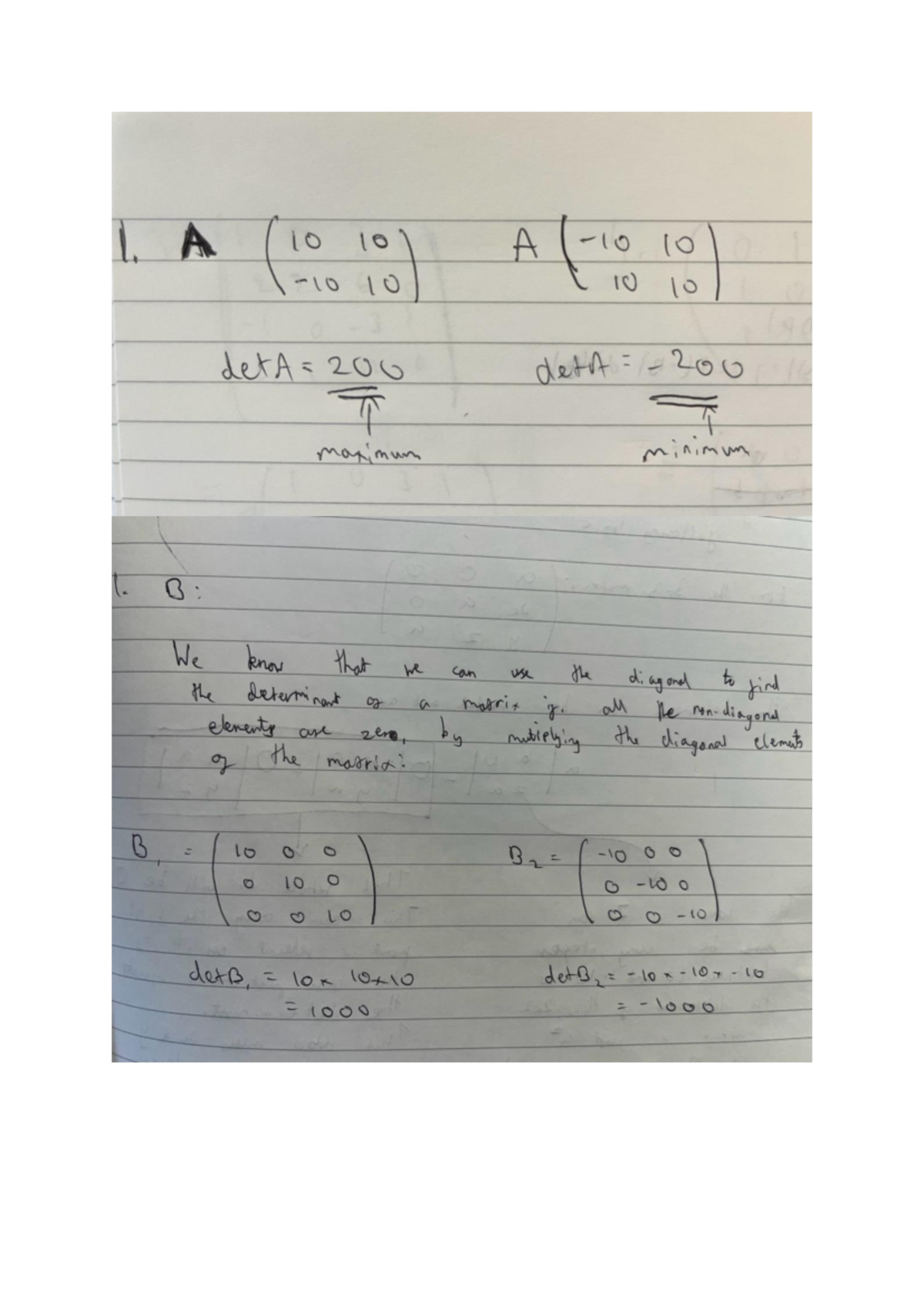 Maths Hand In - Practice Problems with Solutions on Determinants - Studocu