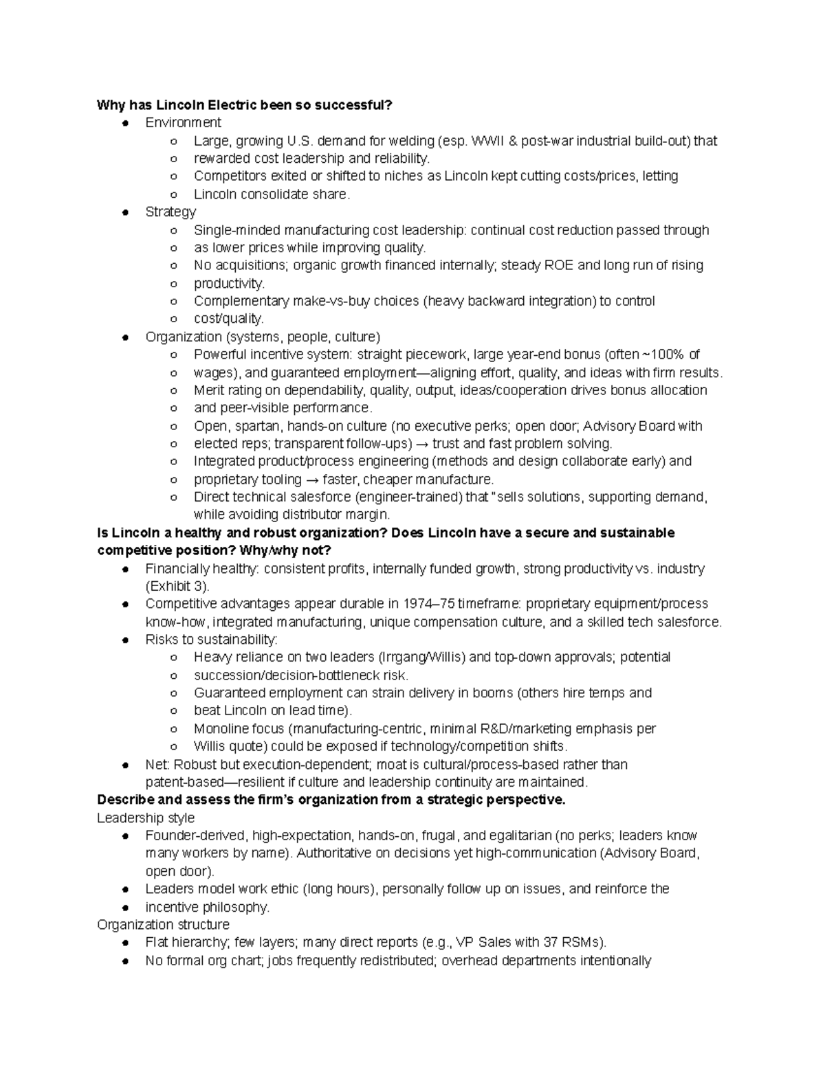 Lincoln Electric Case Study Analysis: Success Factors & Strategies ...