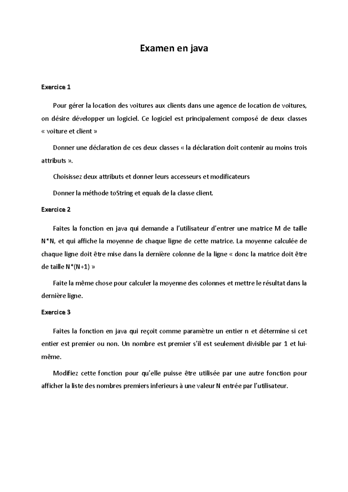 Série TD1 2IG - Exercices de Programmation en Java - Studocu