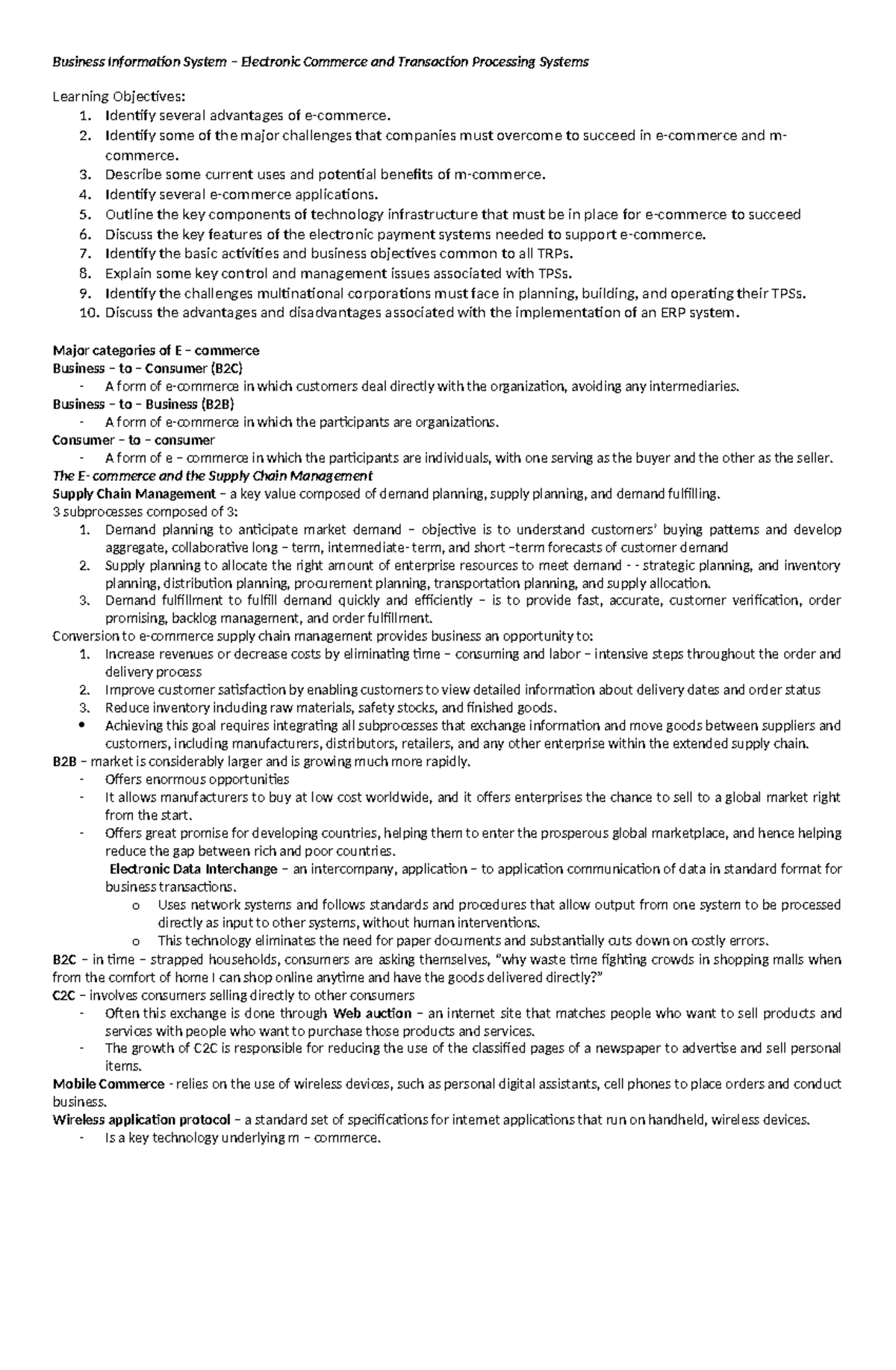Chapter 5: E-Commerce & Transaction Processing Systems Overview - Studocu