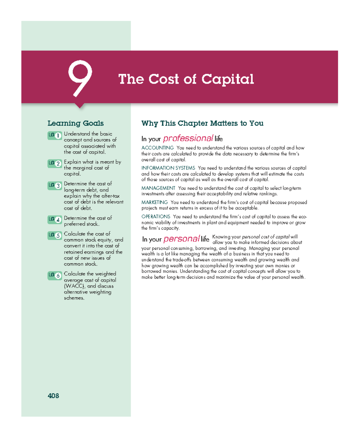 Principles of Finance: Chapter 9 - The Cost of Capital Overview and ...