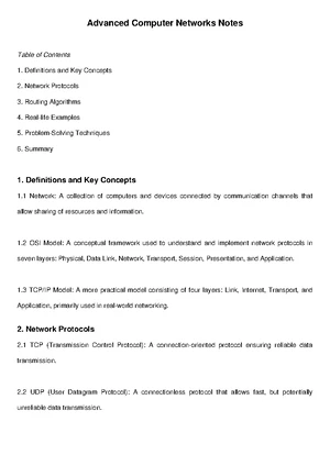 Advanced Computer Networks (Final Exam) Comprehensive Notes - Studocu