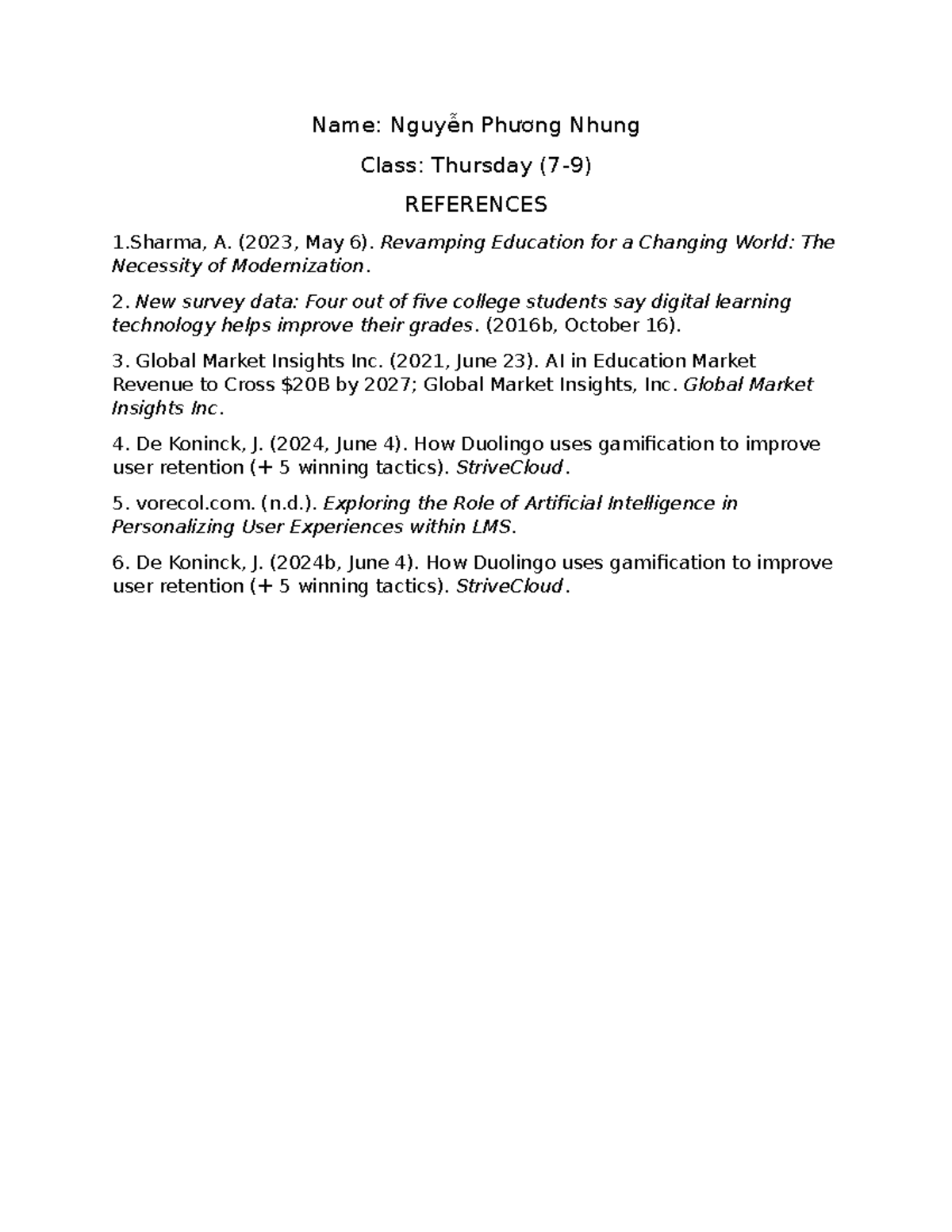 References for Thursday Class (7-9) - Studocu