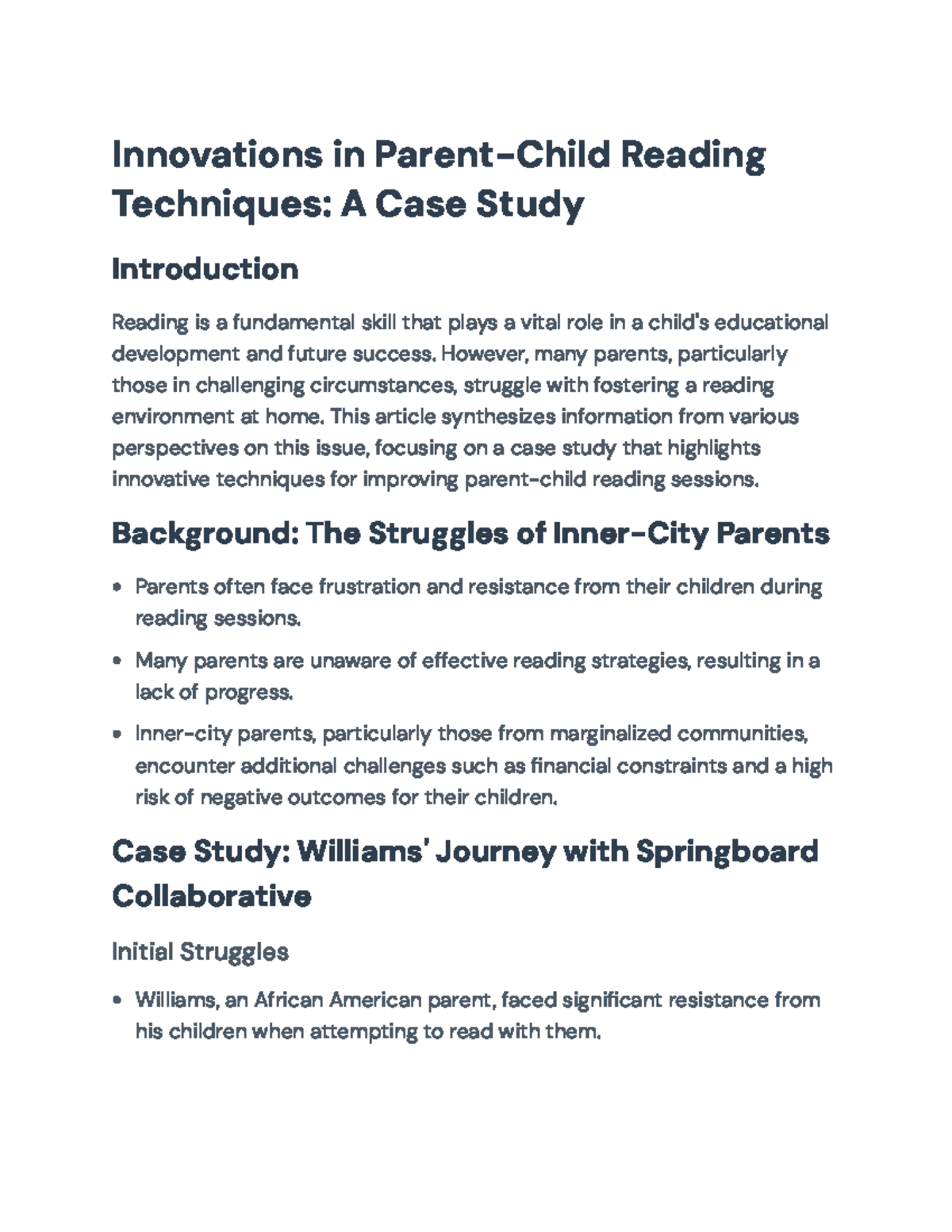Innovations in Parent-Child Reading Techniques: A Case Study Analysis ...