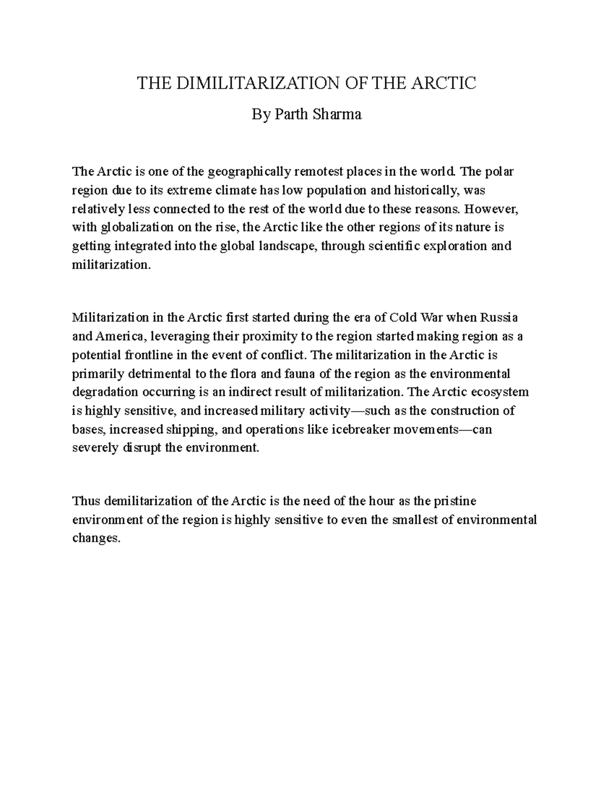 Demilitarization of the Arctic: An Urgent Op-Ed Analysis - Studocu