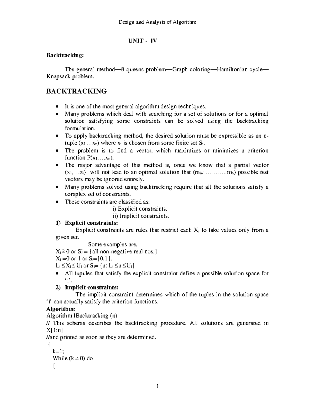 DAA 4: Backtracking Techniques - Queens, Knapsack & Graph Coloring ...