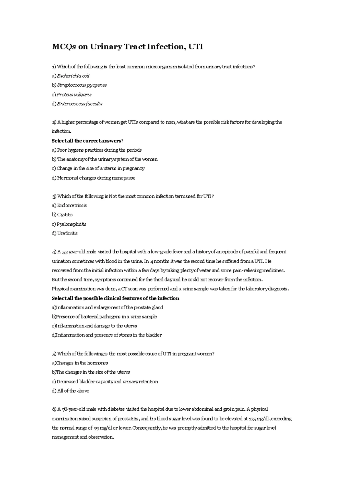 Renal Physiology: Tubular Reabsorption MCQs for Study - Studocu