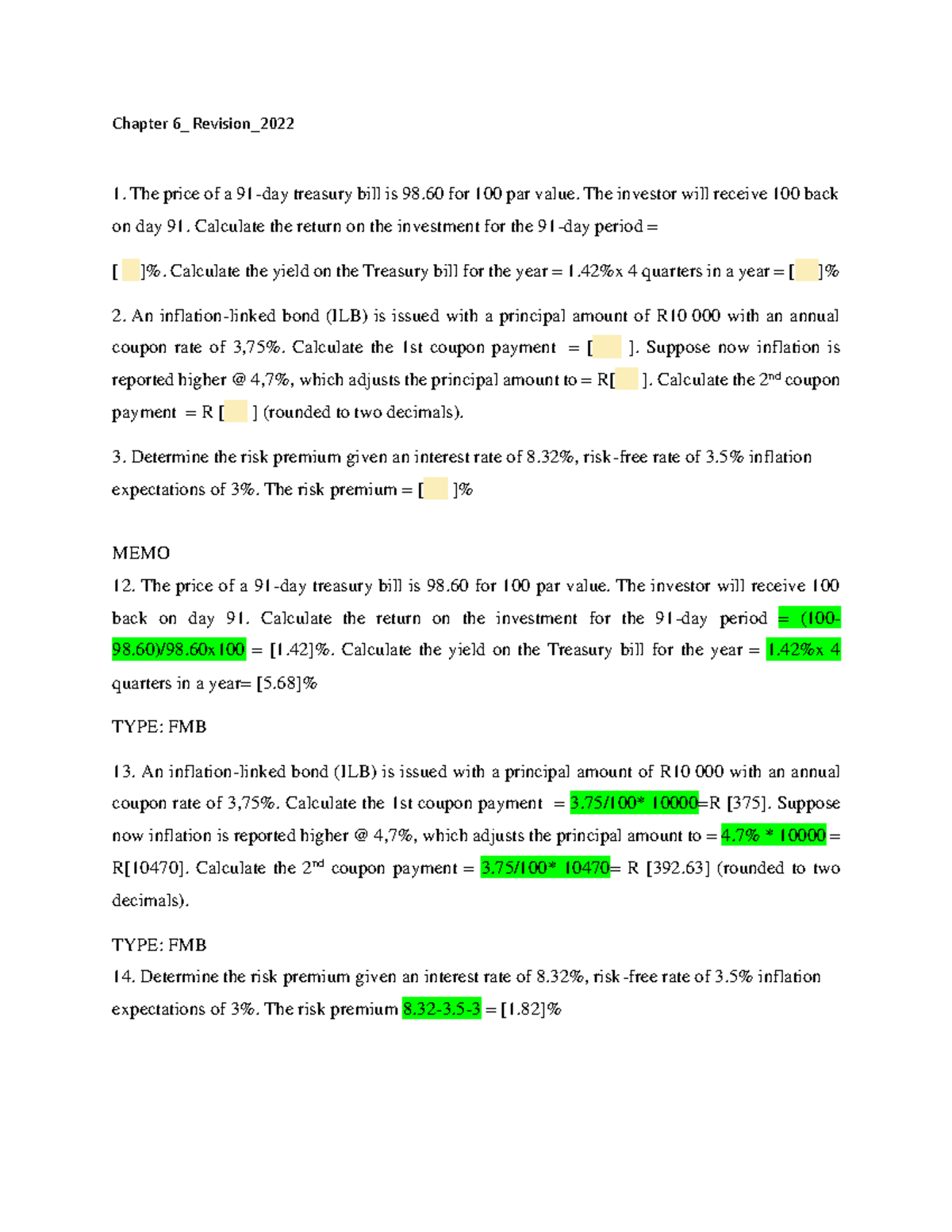 EFEF1624 Chapter 6 Revision Questions & MEMO Analysis - Studocu