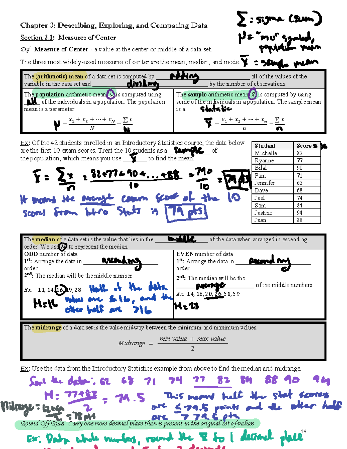 Describing Data Notes - Ch. 3 - Chapter 3: Describing, Exploring, and ...
