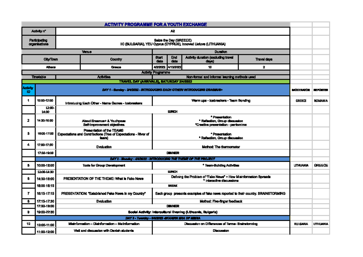 Final Timetable for Upcoming Events and Important Dates - Studocu