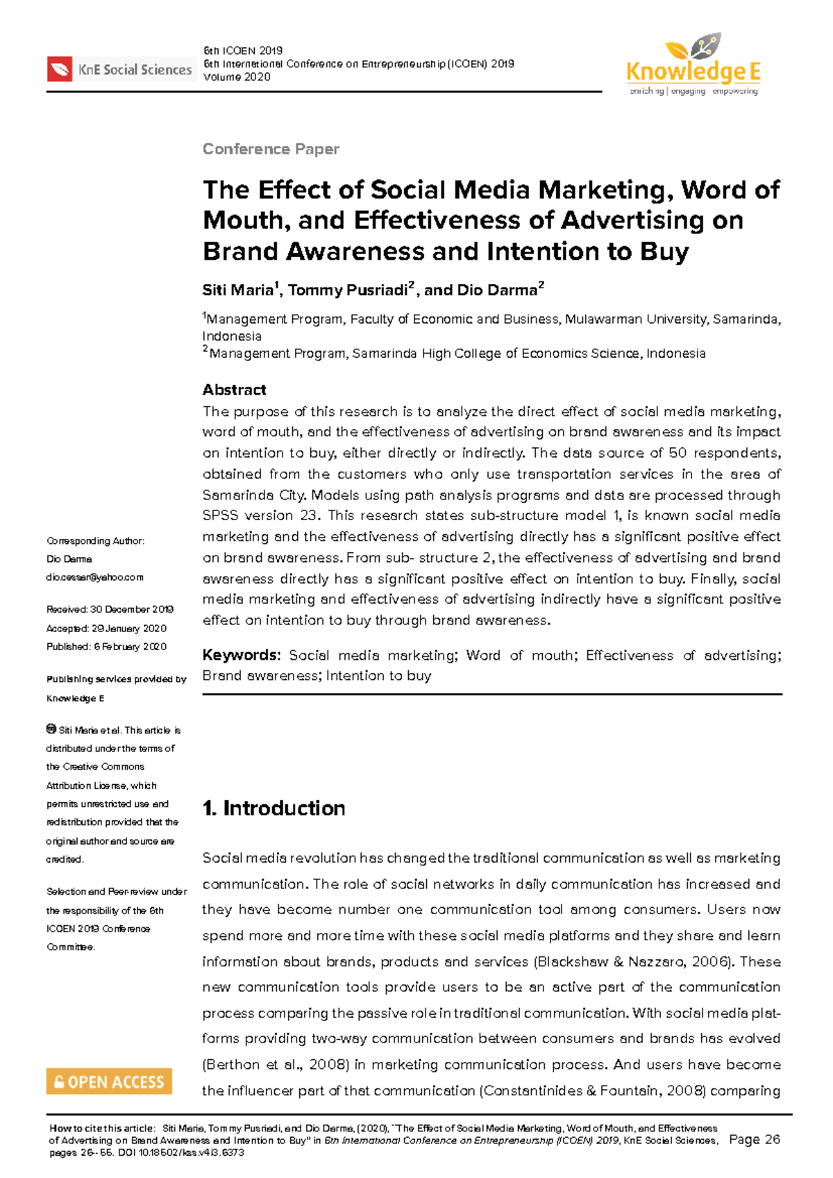 THE Effect OF Social Media Marketing - 6th International Conference on ...