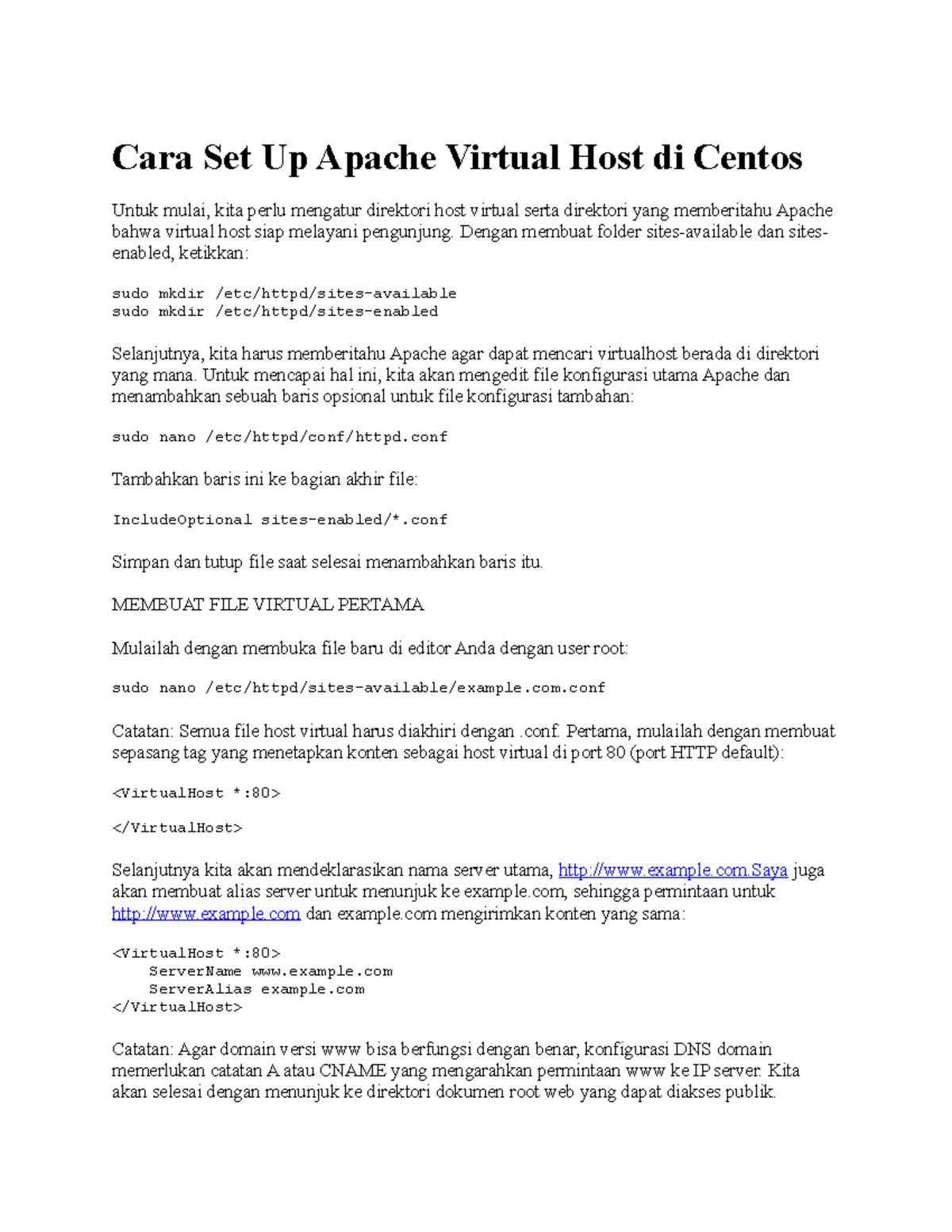 Cara Set Up Apache Virtual Host di CentOS 7: Panduan Lengkap - Studocu