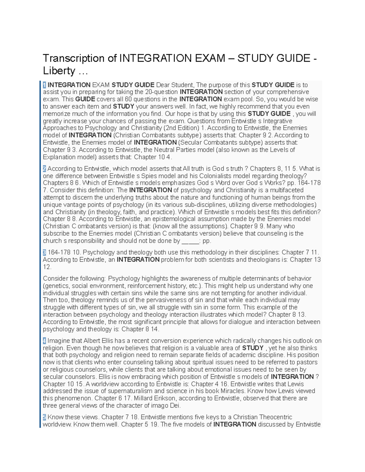 Integration Exam Study Guide (PSYC 300) - Key Concepts and Models - Studocu