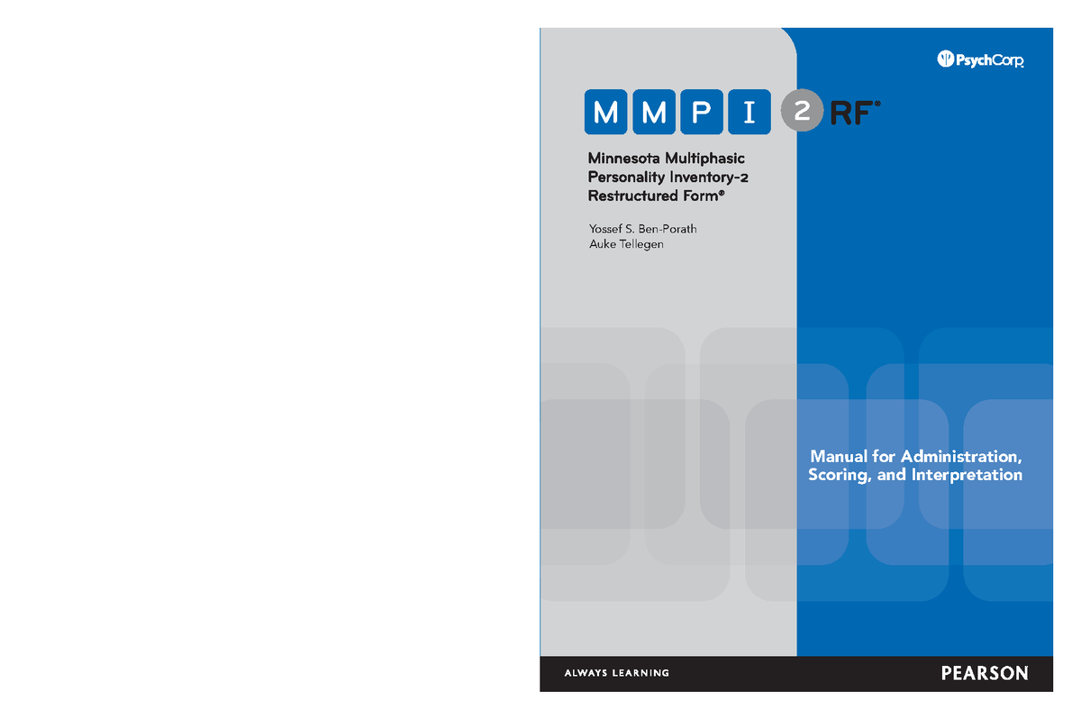 MMPI-2-RF Manual: Admin, Scoring, & Interpretation Guide - Studocu