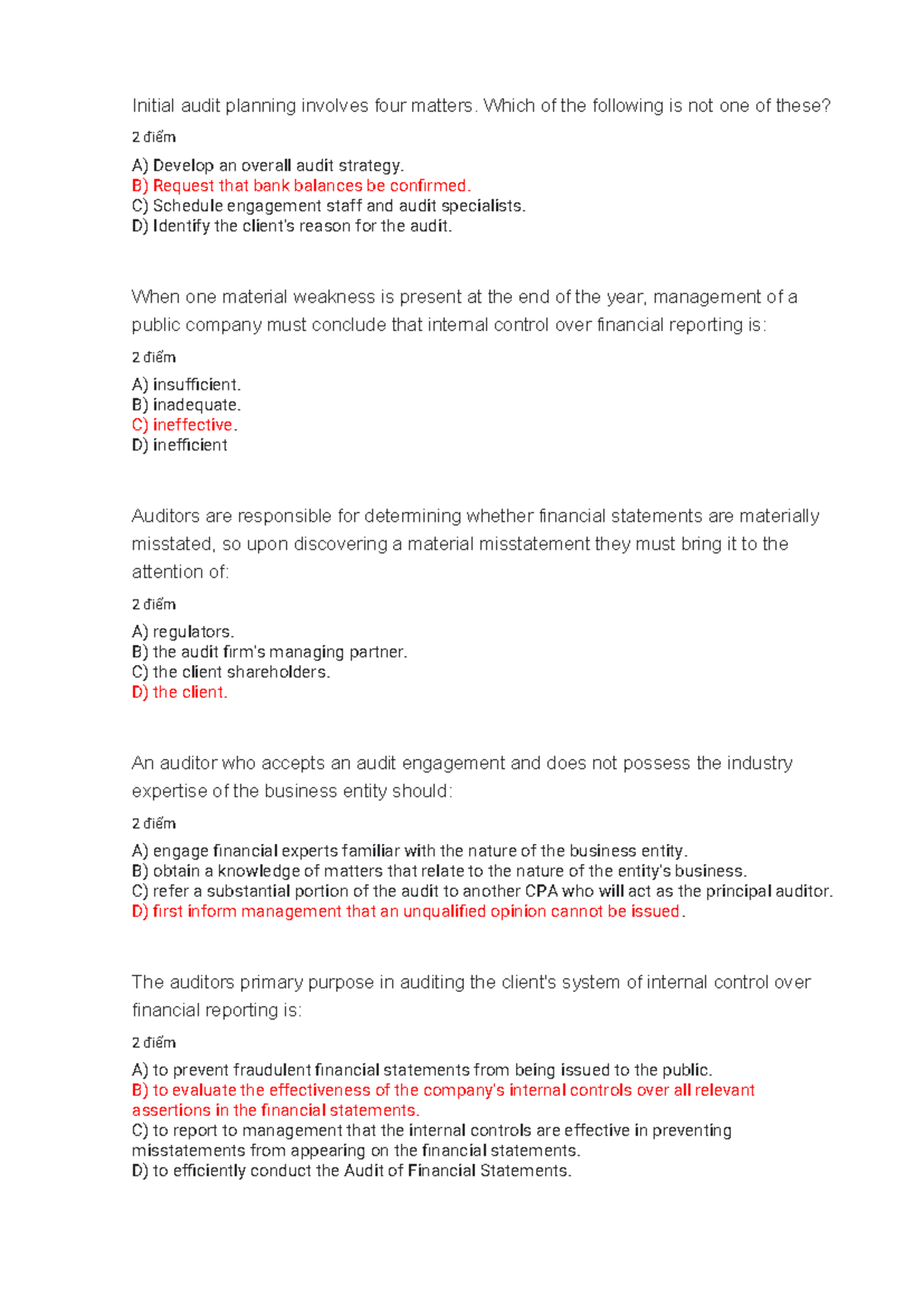 Midterm Exam Review: Audit Planning & Internal Control Concepts ...