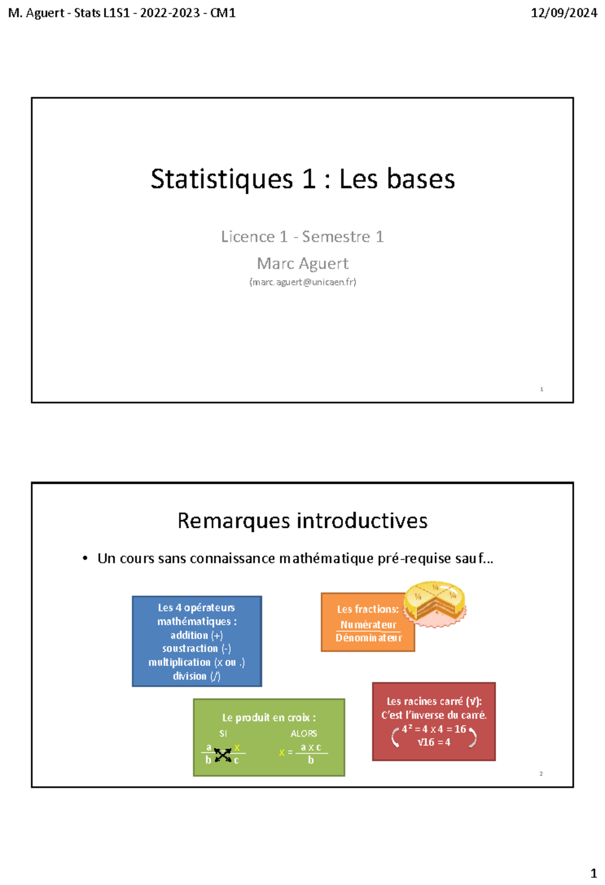 M. Aguert Stats L1S1 CM1 Cours sur les Statistiques Descriptives - Studocu