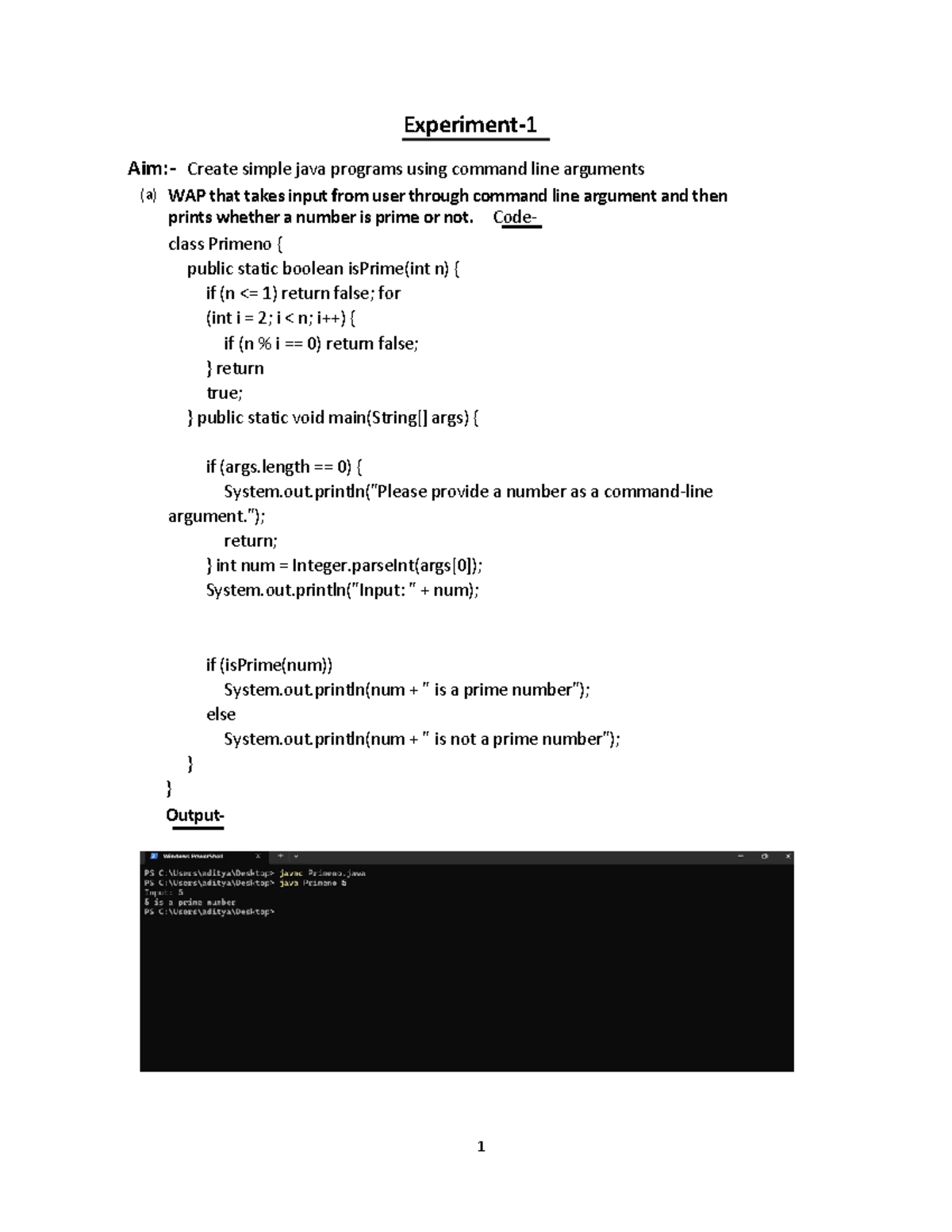 Javaexp-1: Simple Java Programs with Command Line Arguments - Studocu