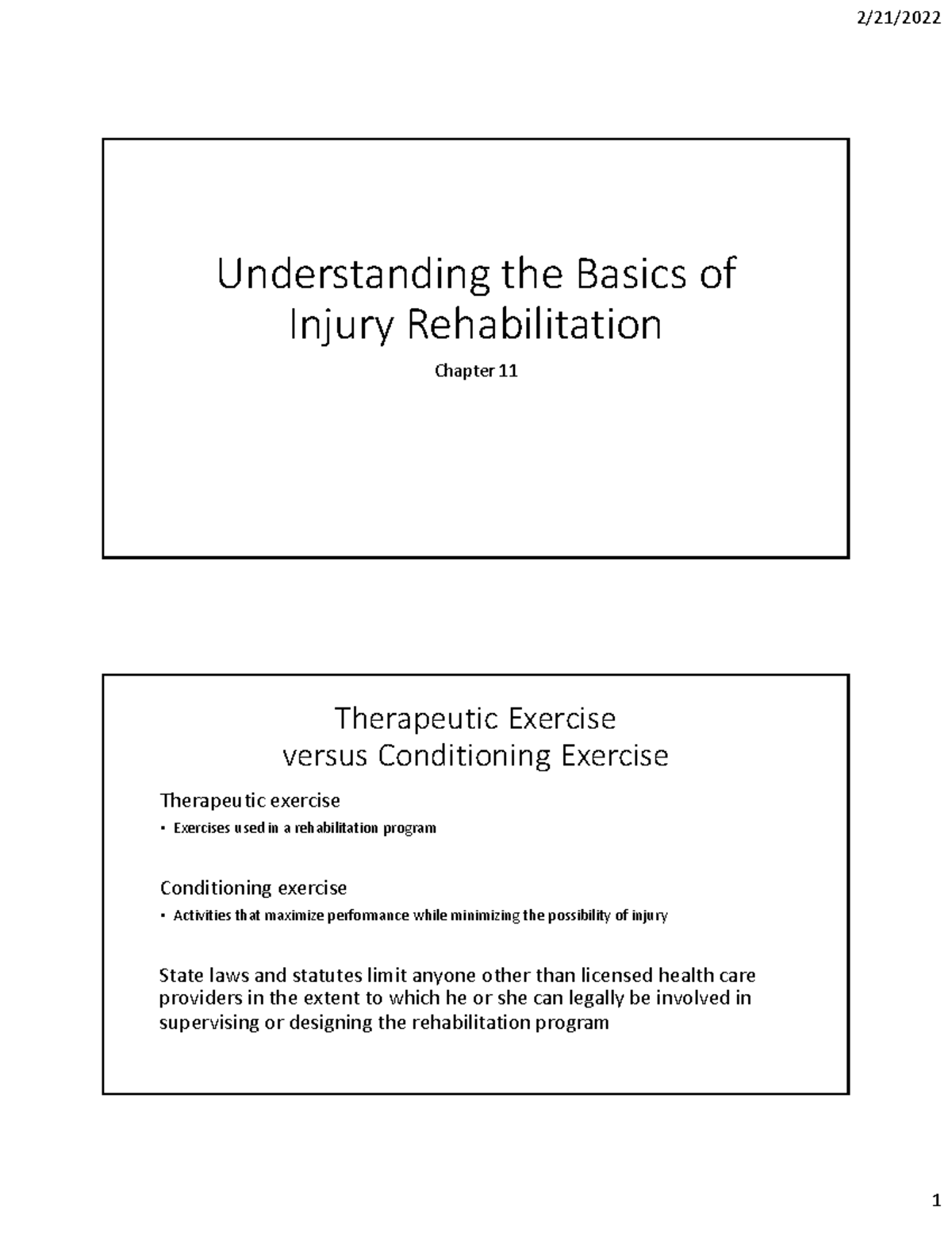Understanding Basics of Injury Rehabilitation - Ch 11 Notes - Studocu
