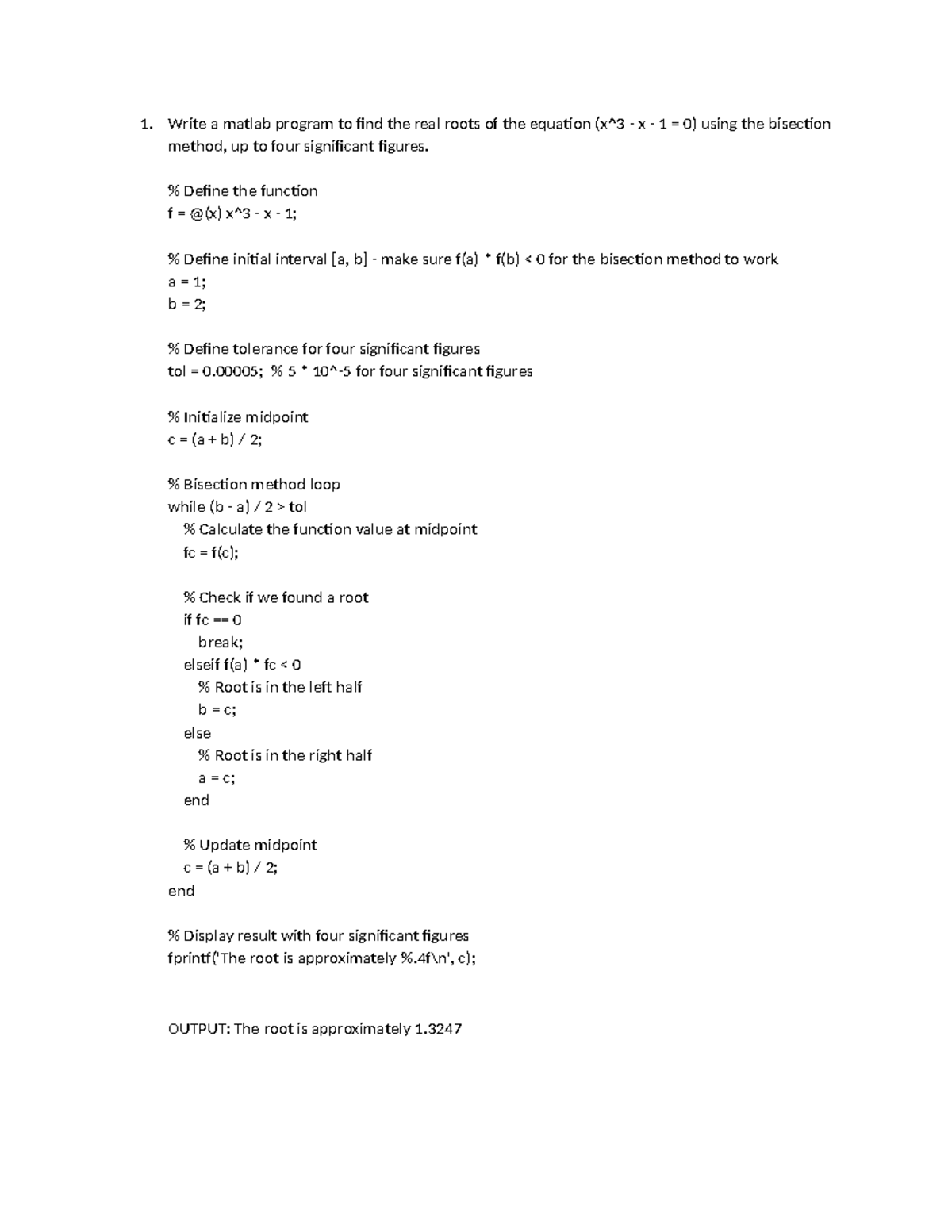 Numerical Methods for BCA: MATLAB Programs for Root Finding and ...