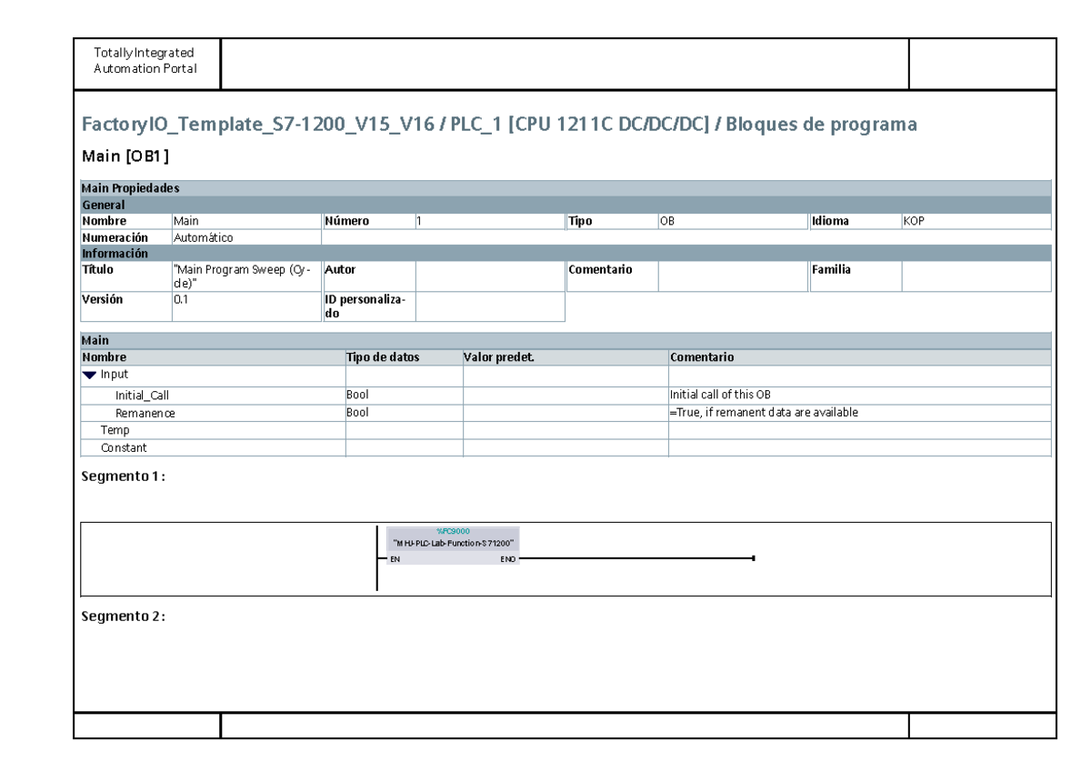 Totally Integrated Automation Portal PLC_1 1211C Main Program Template ...