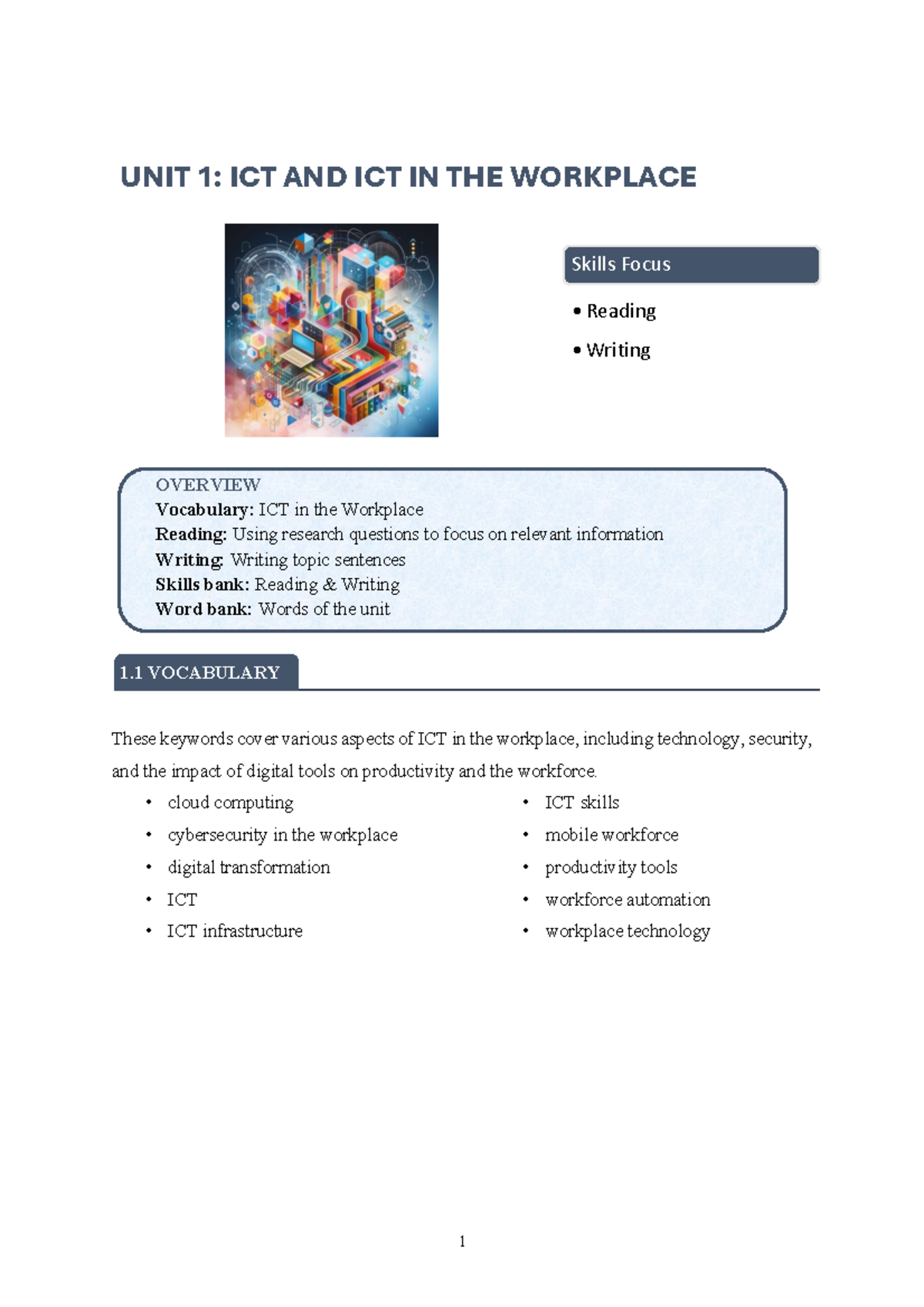 Ebook (TCD1) - PDF Từ Vựng ICT trong Nơi Làm Việc và Giáo Dục - Document Preview